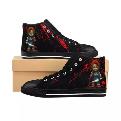 Chucky Horror Movies Black Printed High Top Shoes.