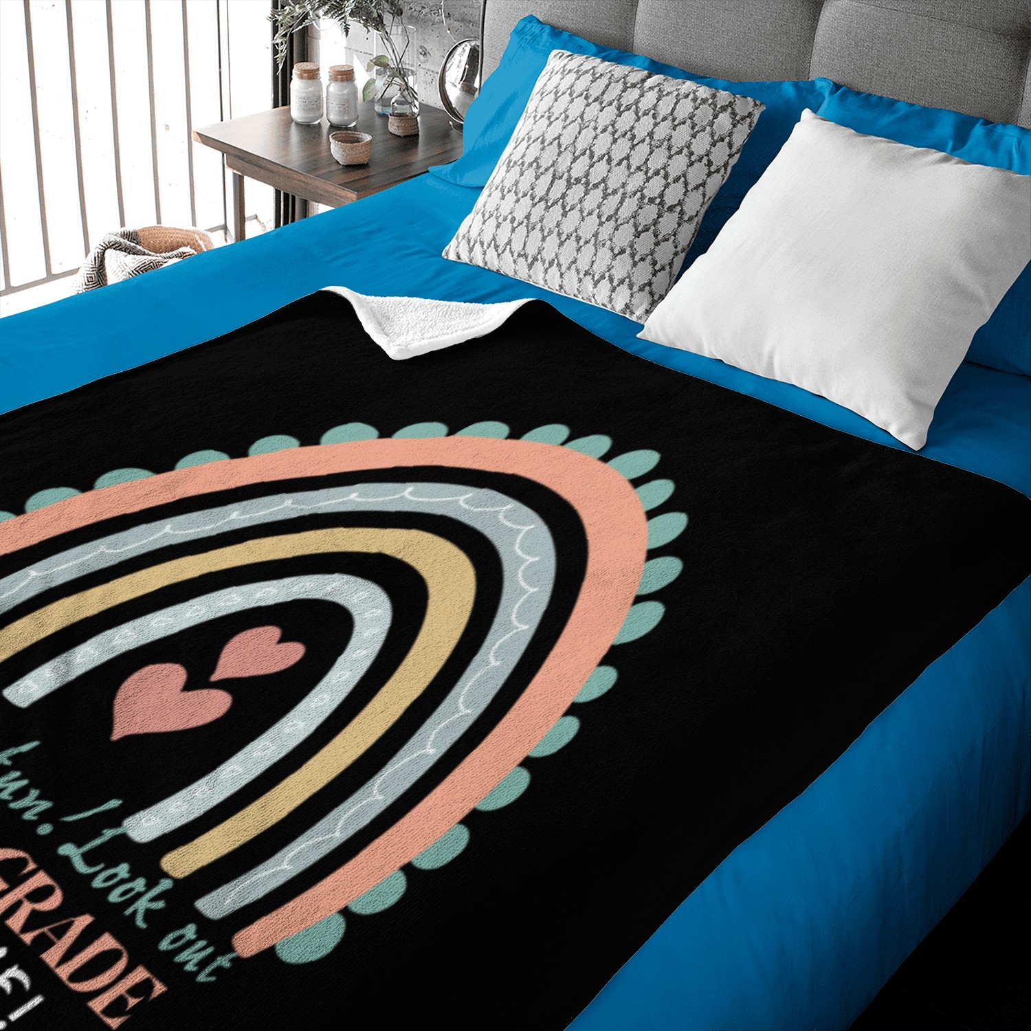 Cute Fourth Grade Student Rainbow Teacher Baby Blankets