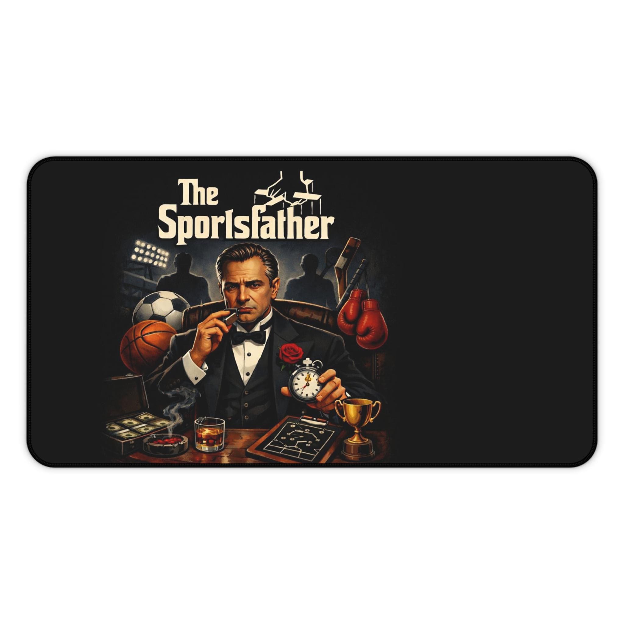 The Sportsfather Desk Mat | Sports Theme Gaming Mousepad, Soccer Basketball Baseball Design