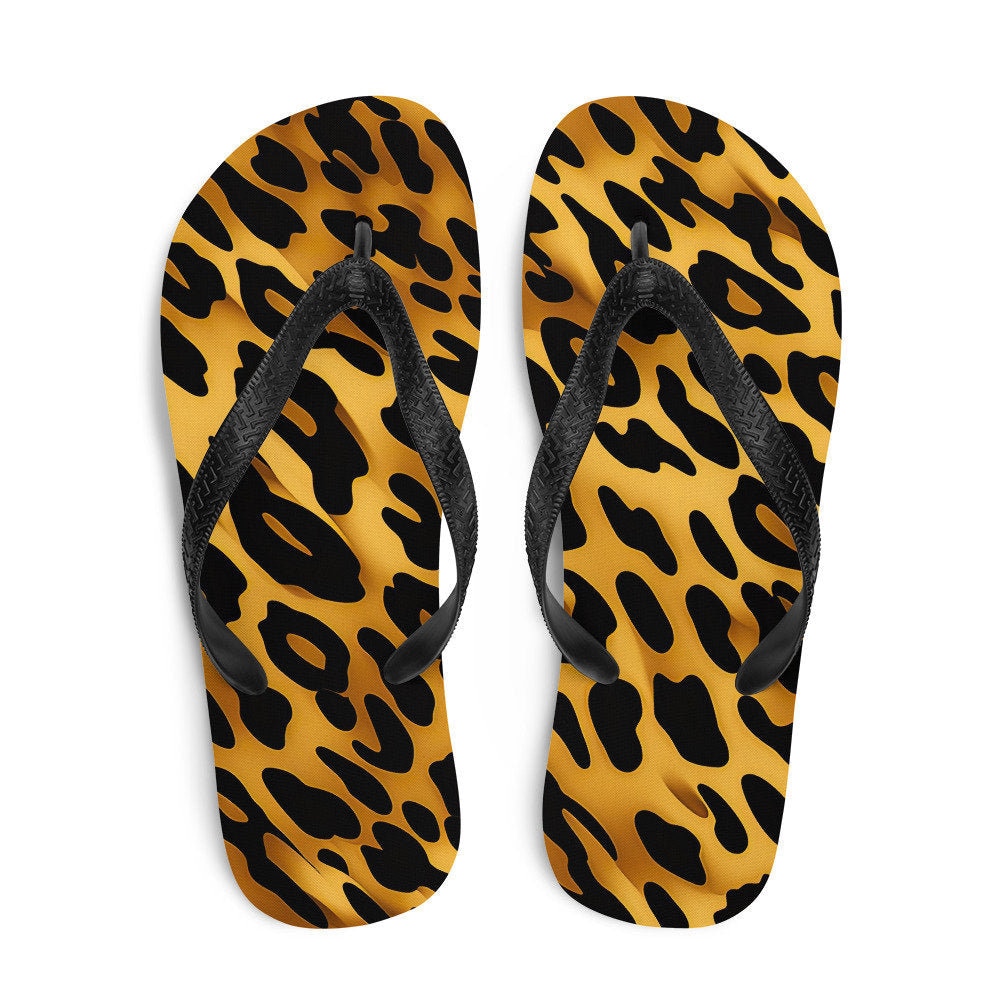 Leopard Print Flip-Flops unisex Flip-Flops Fun a Comfy Beach Pool Lake Flips Flops gift flip flops thong sandals classic