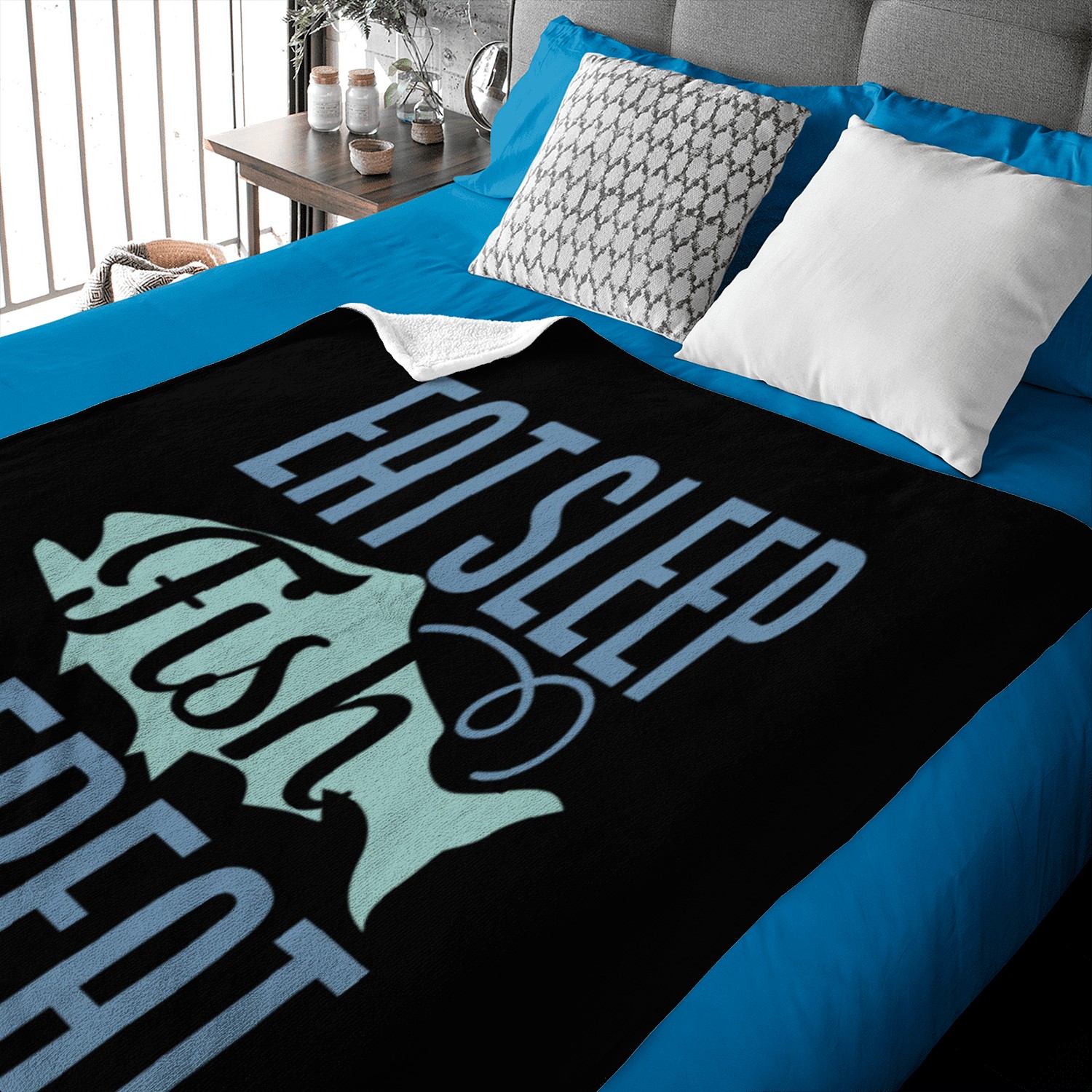 Eat Sleep Fish Repeat Baby Blankets