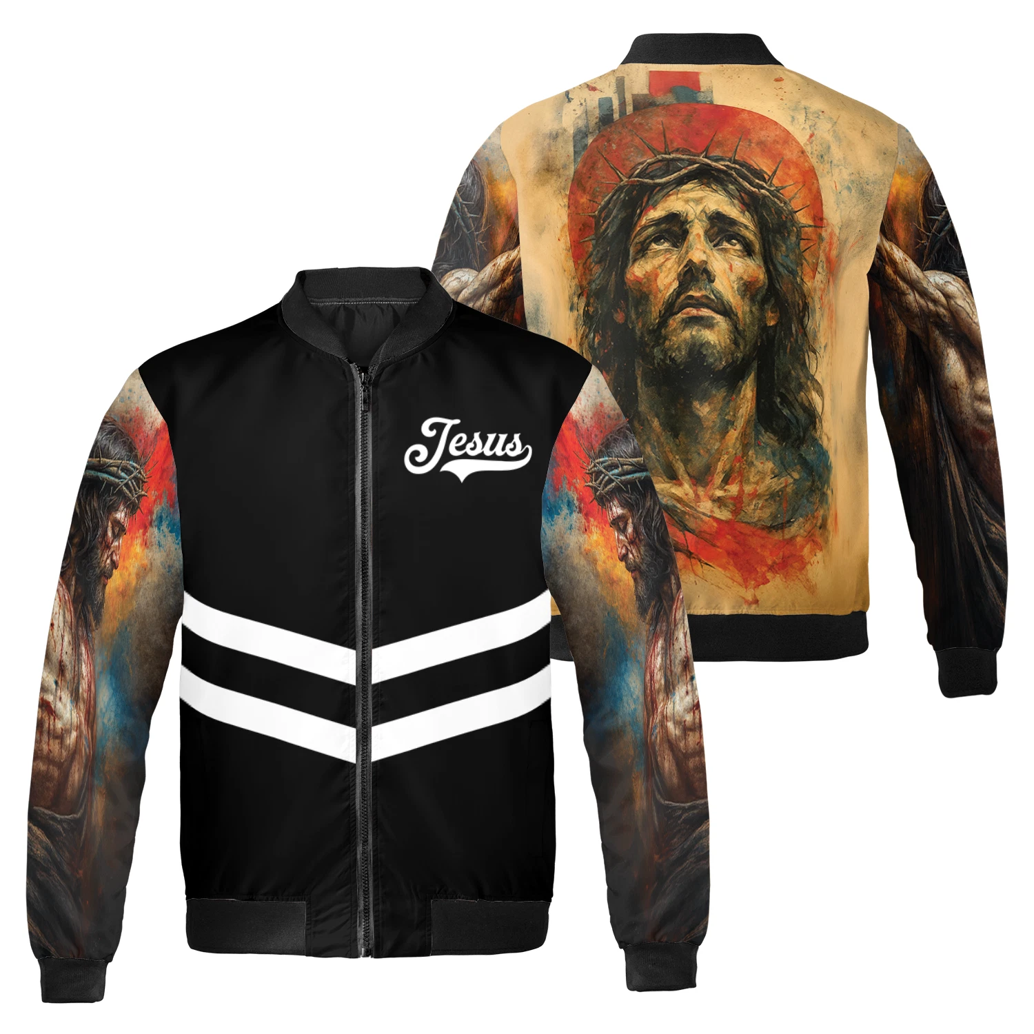 Amazing Galaxy Jesus Religious Christian Xmas Gift Jesus Lovers Bomber Jacket