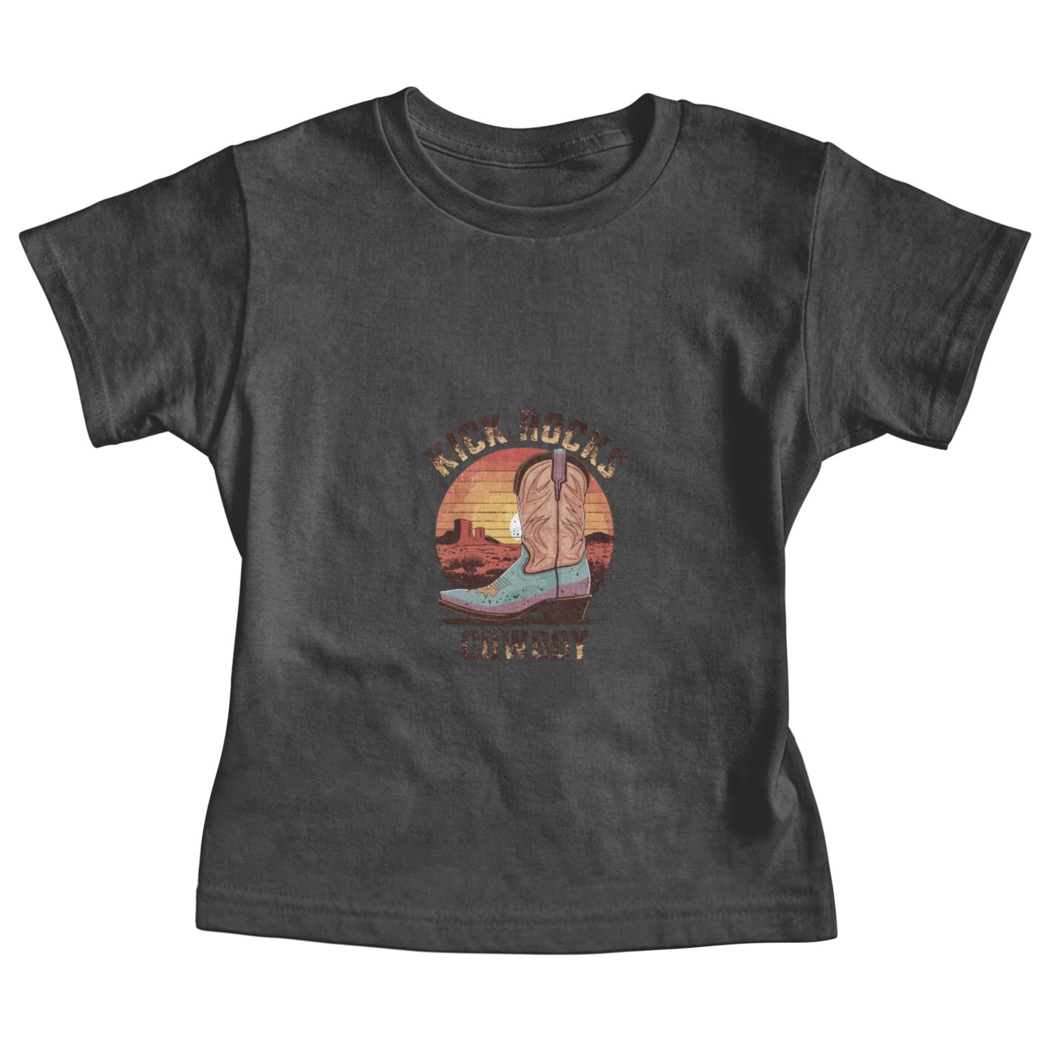 Kick Rocks Cowboy Western Sunset for a Western Baby Tees