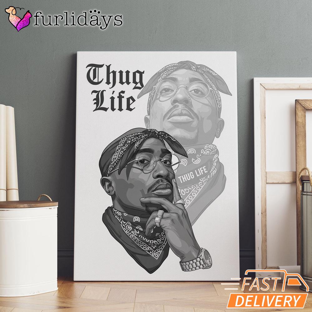 Tupac Thug Life Shadow Canvas, Rap Lengends Poster