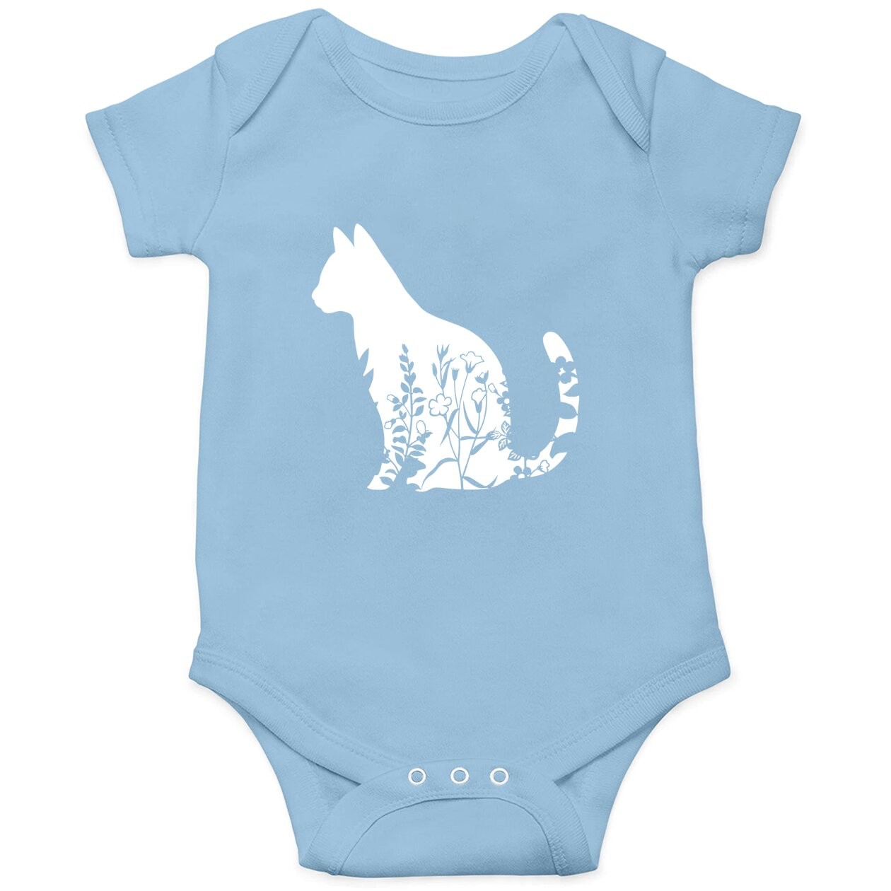 Cute Cat Baby Bodysuit, Cat Baby Bodysuit, Floral Cat Baby Bodysuit, Cat Lover Baby Bodysuit