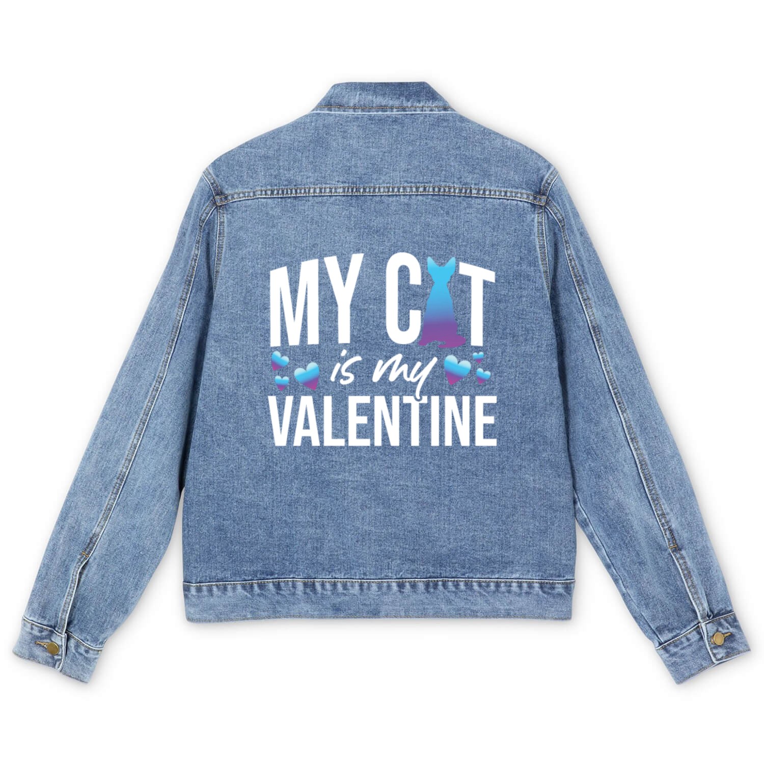 My Cat Is My Valentine Date Cute Kitten Men's Denim Jackets