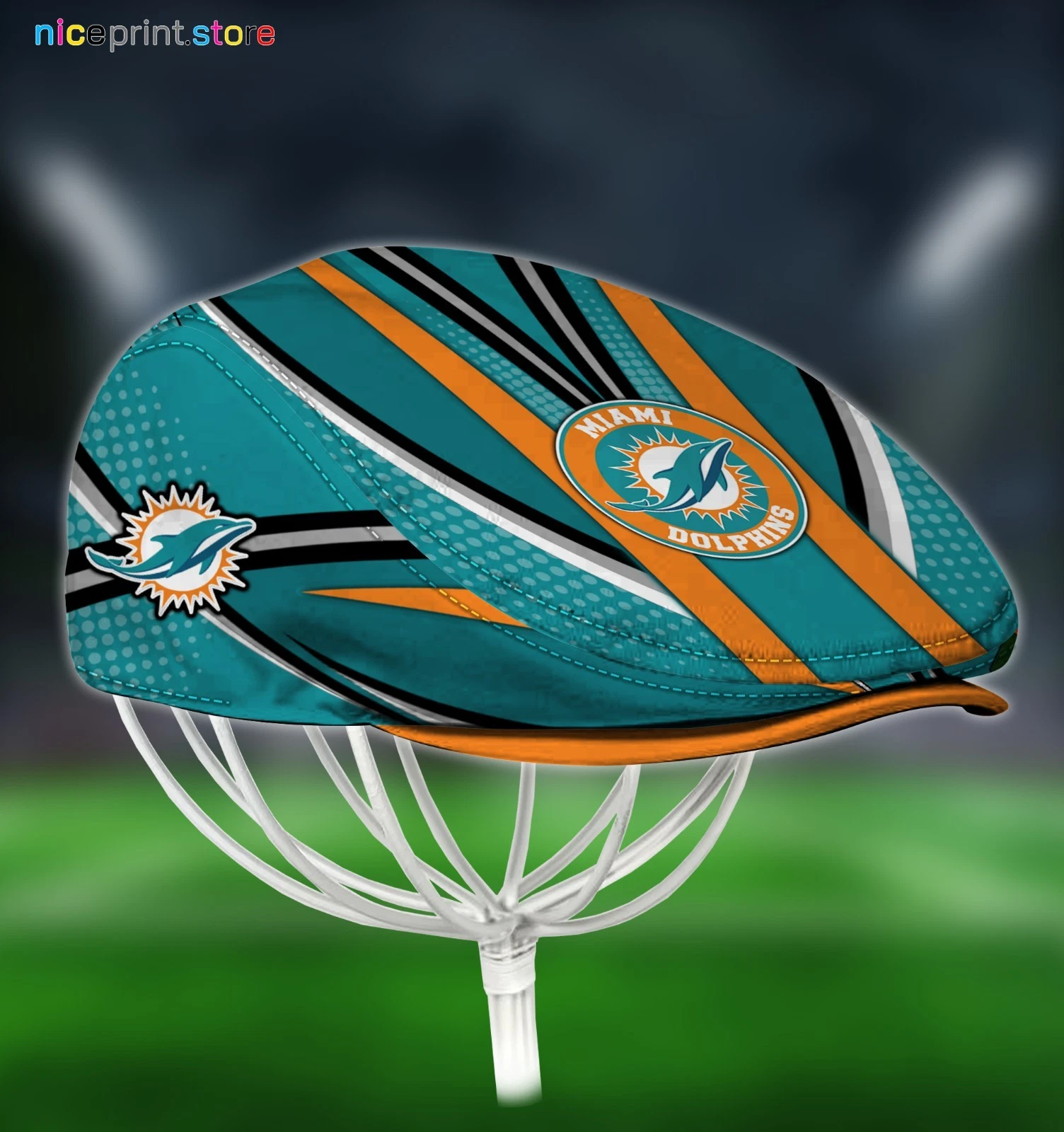 Miami Team Dolphin*s Jeff Cap Newsboy Cap Flat Golf Driving Hat for Men