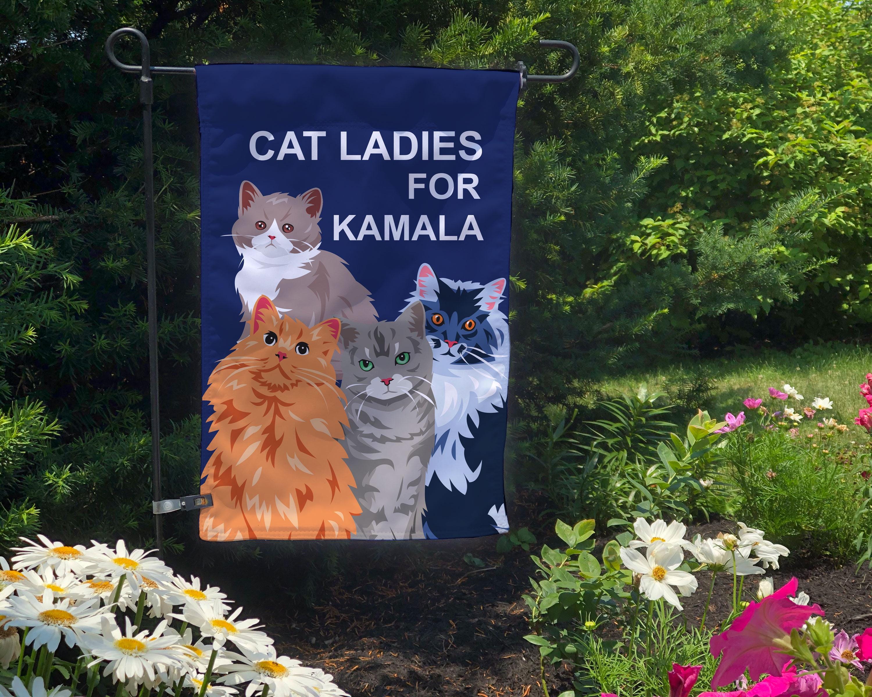 Cat Ladies For Kamala 2024 Garden Flag Double-Sided