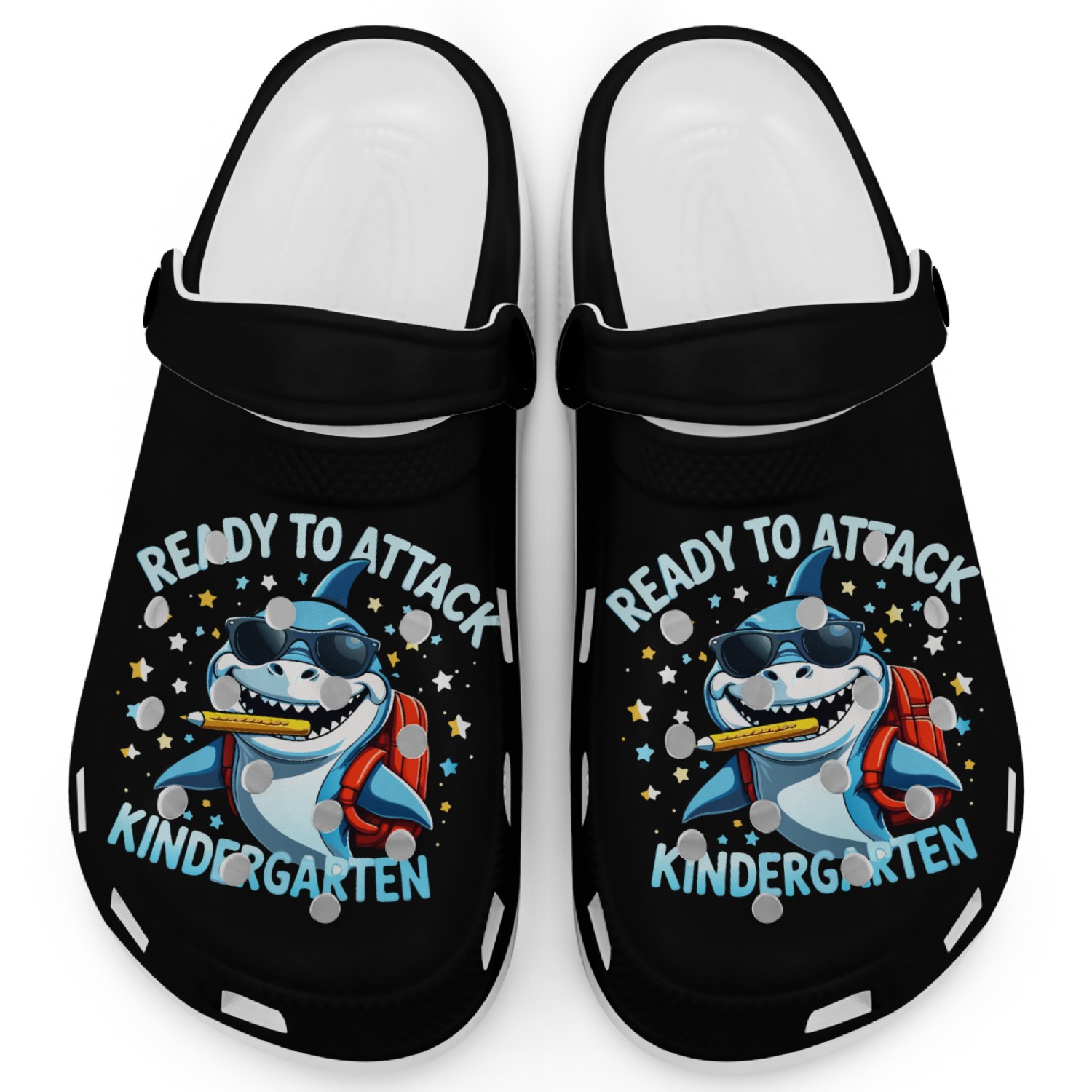 back-to-school-Shark With Backpack Kindergarten Clogs