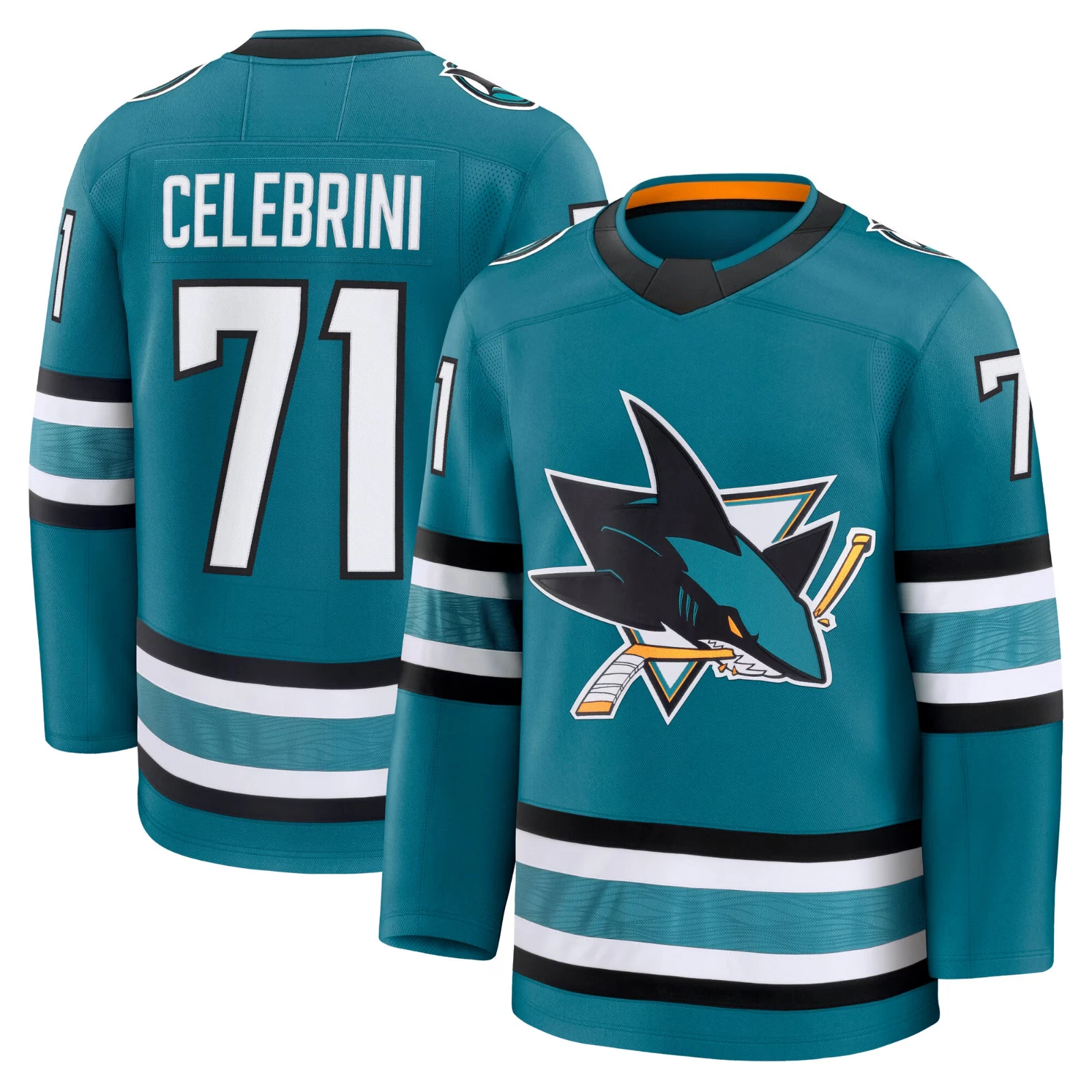 Men's #71 Celebrini Teal Home Stitched Hockey Jersey