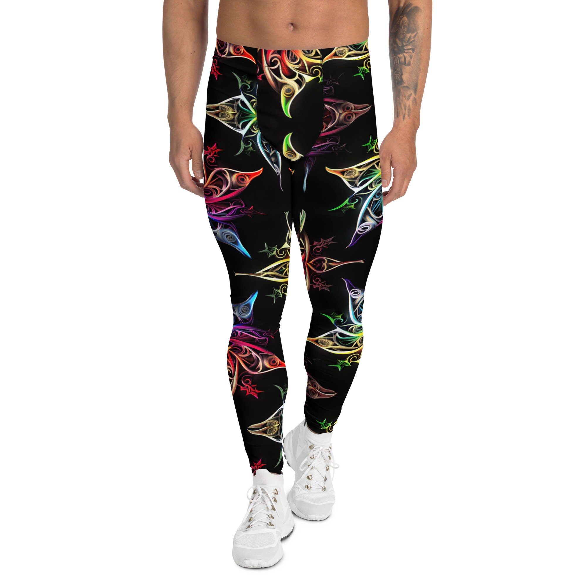 Filigree Rainbow Star Men's Leggings | Training Pants | Mens Activewear