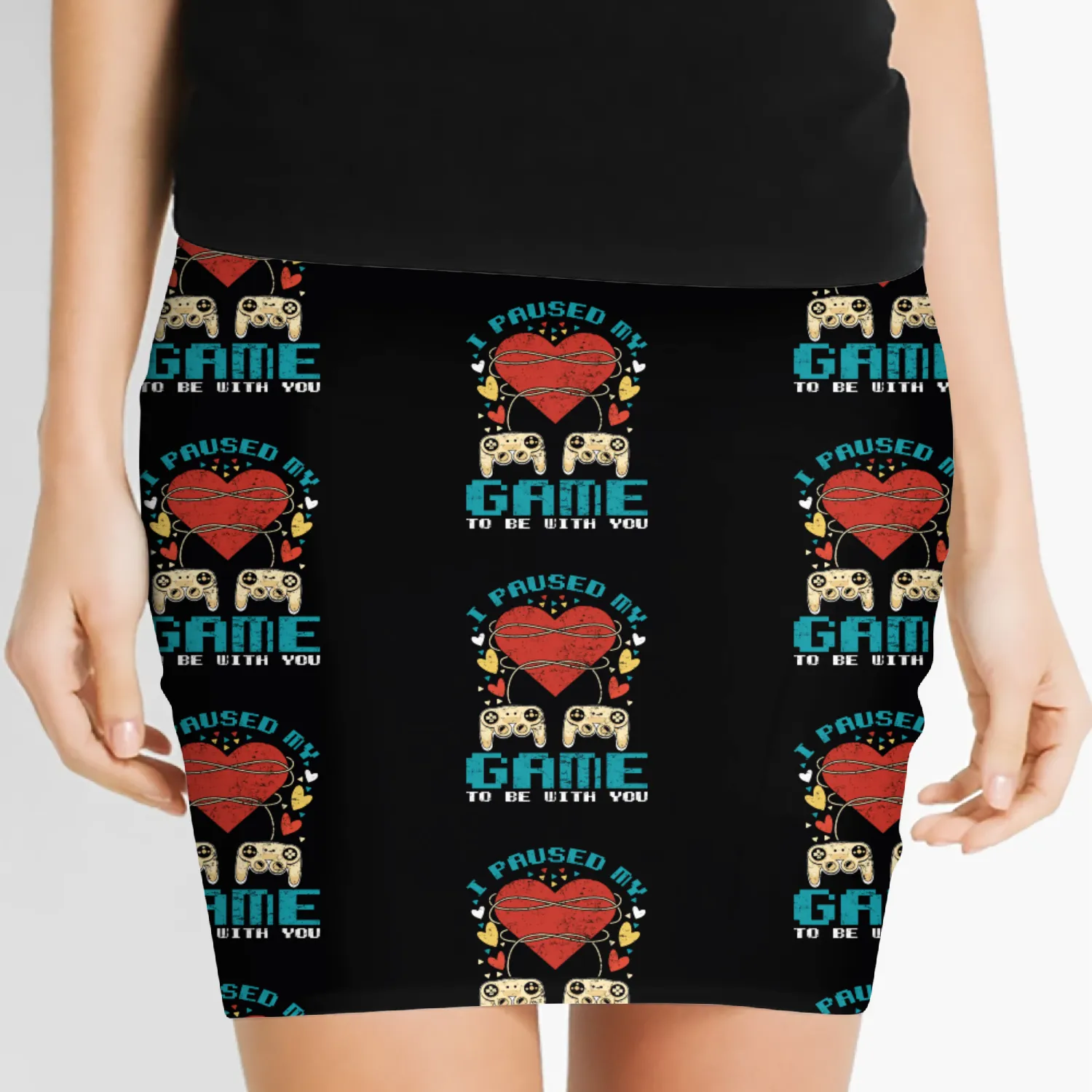 Gamer Love Paused my Game to be With You Women's Mini Skirts