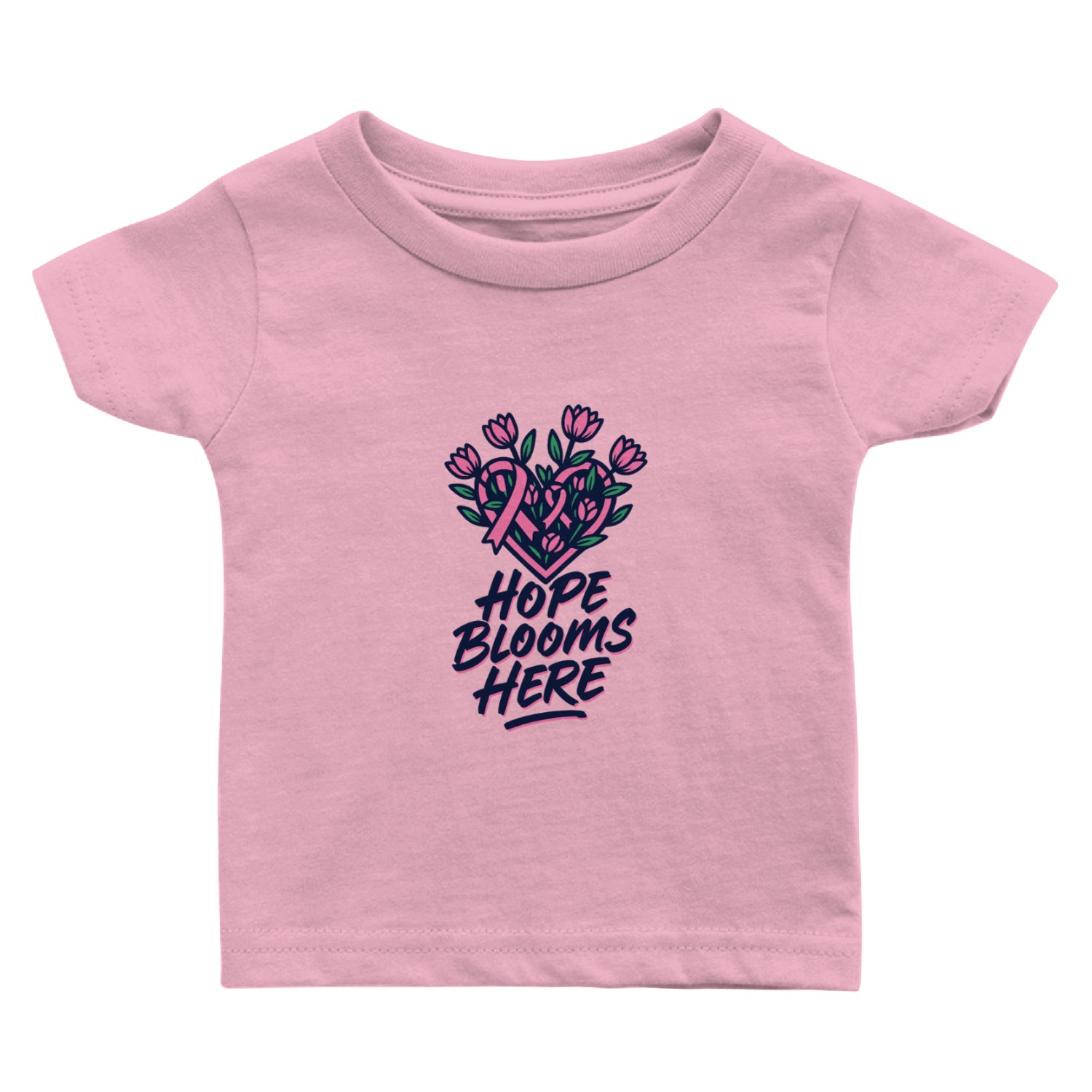 Hope Blooms Here │ Breast Cancer Awareness Floral Baby T Shirts