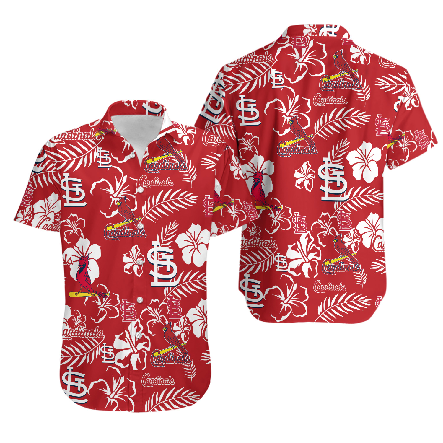 St. Louis Team Cardinalss Hawaiian Button Down Shirt
