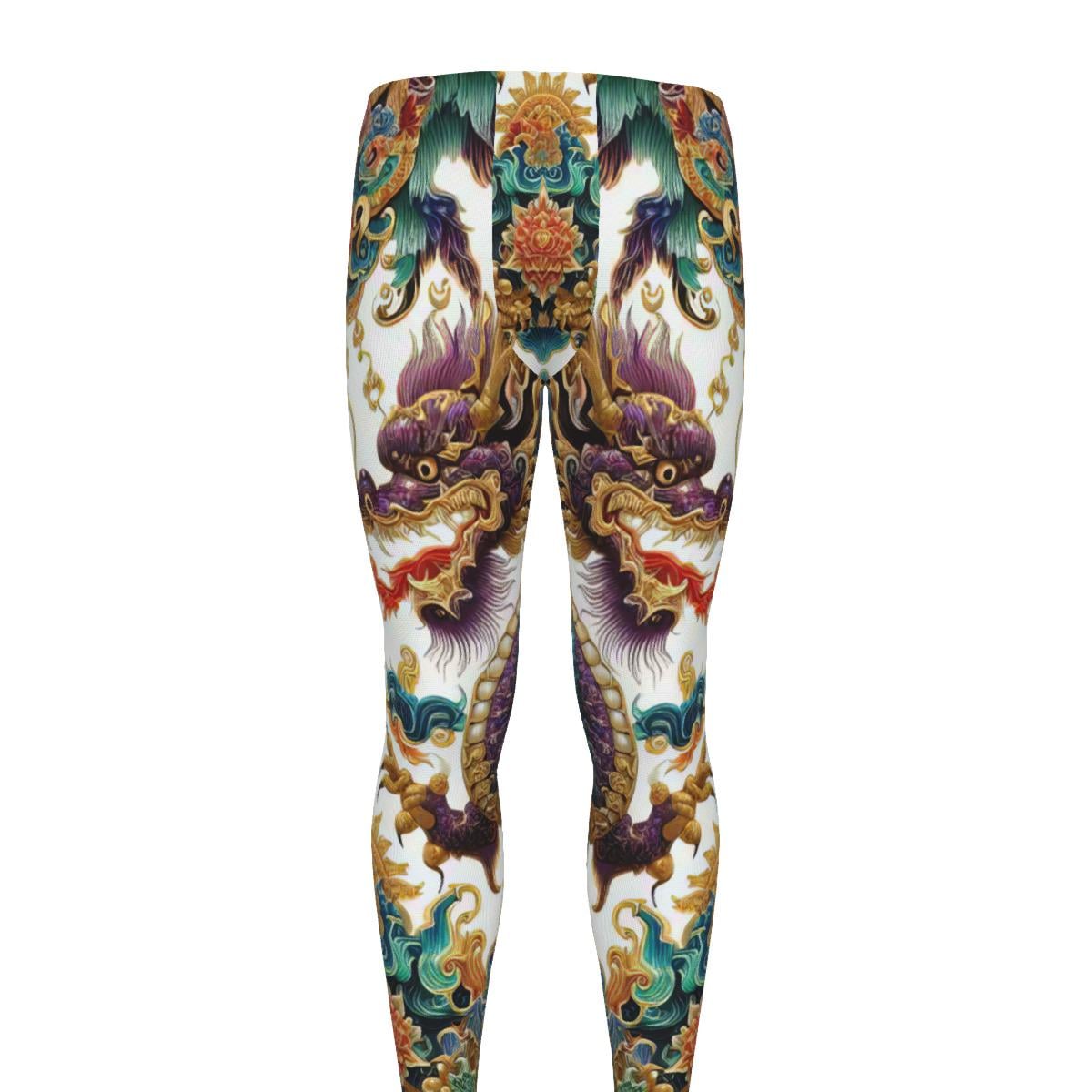 Baroque Imperial Dragon Men's Leggings Athletic Combat Fitness Running Training Workout Cycling Tights