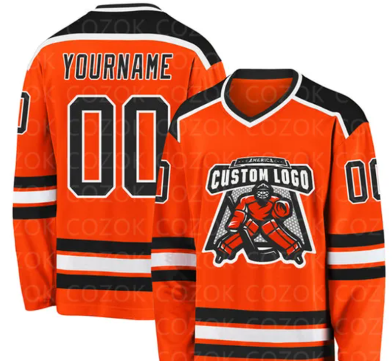 Custom Orange Hockey 3D Print You Name Number Logo Men Women Ice Hockey Jersey Competition Training Jerseys