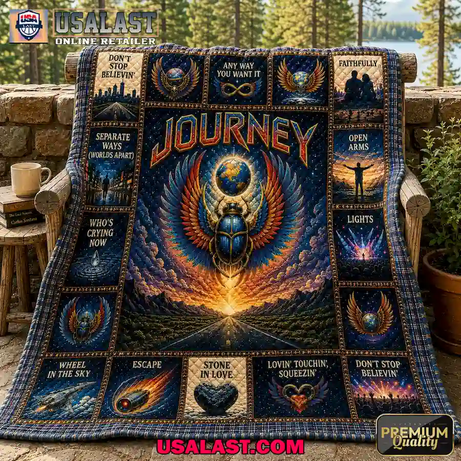Journey Band Greatest Hits Tribute Quilt Blanket