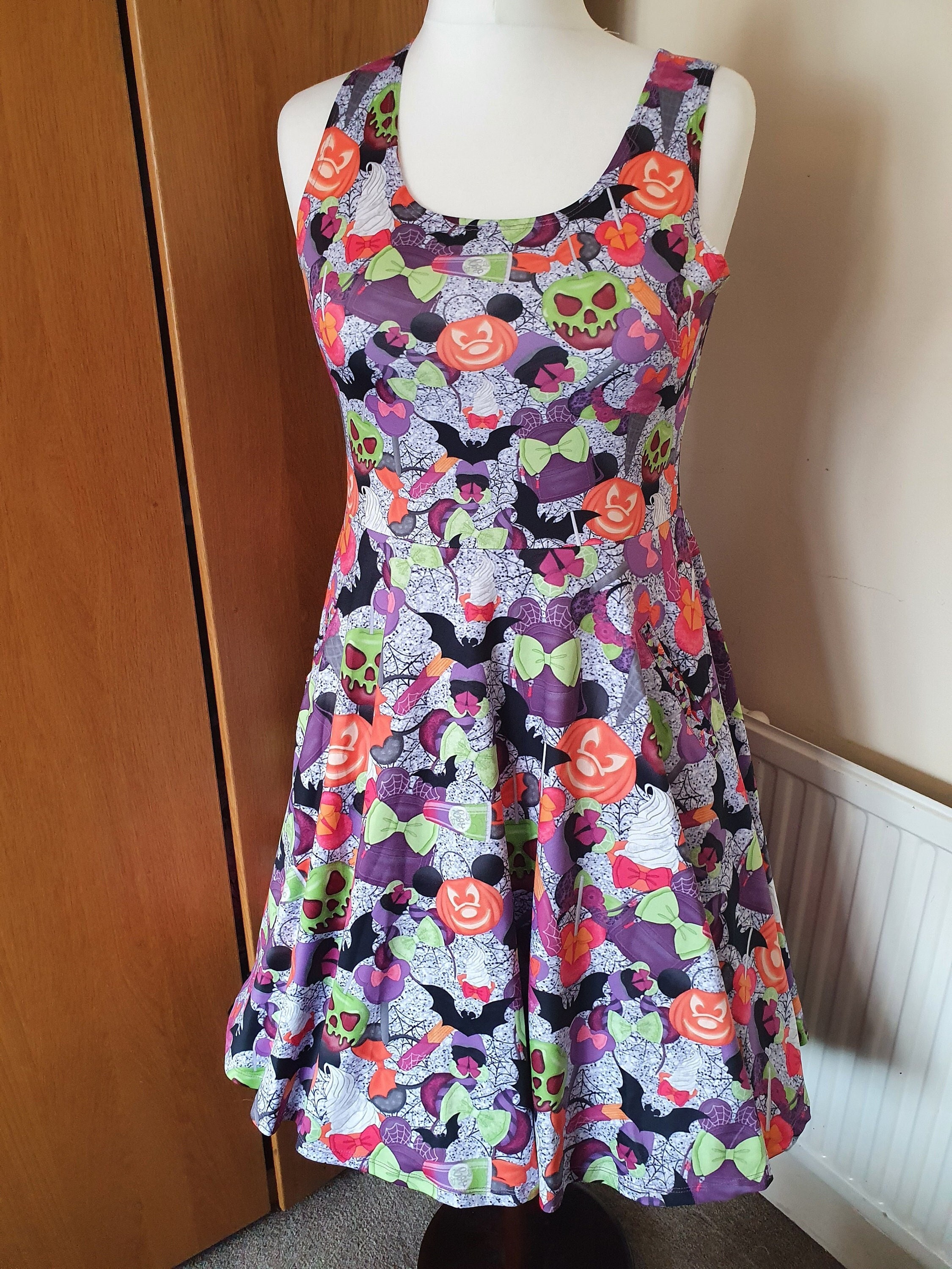 Halloween spooky snacks mouse pumpkin print skater dress- Sizes S- 5XL plus size