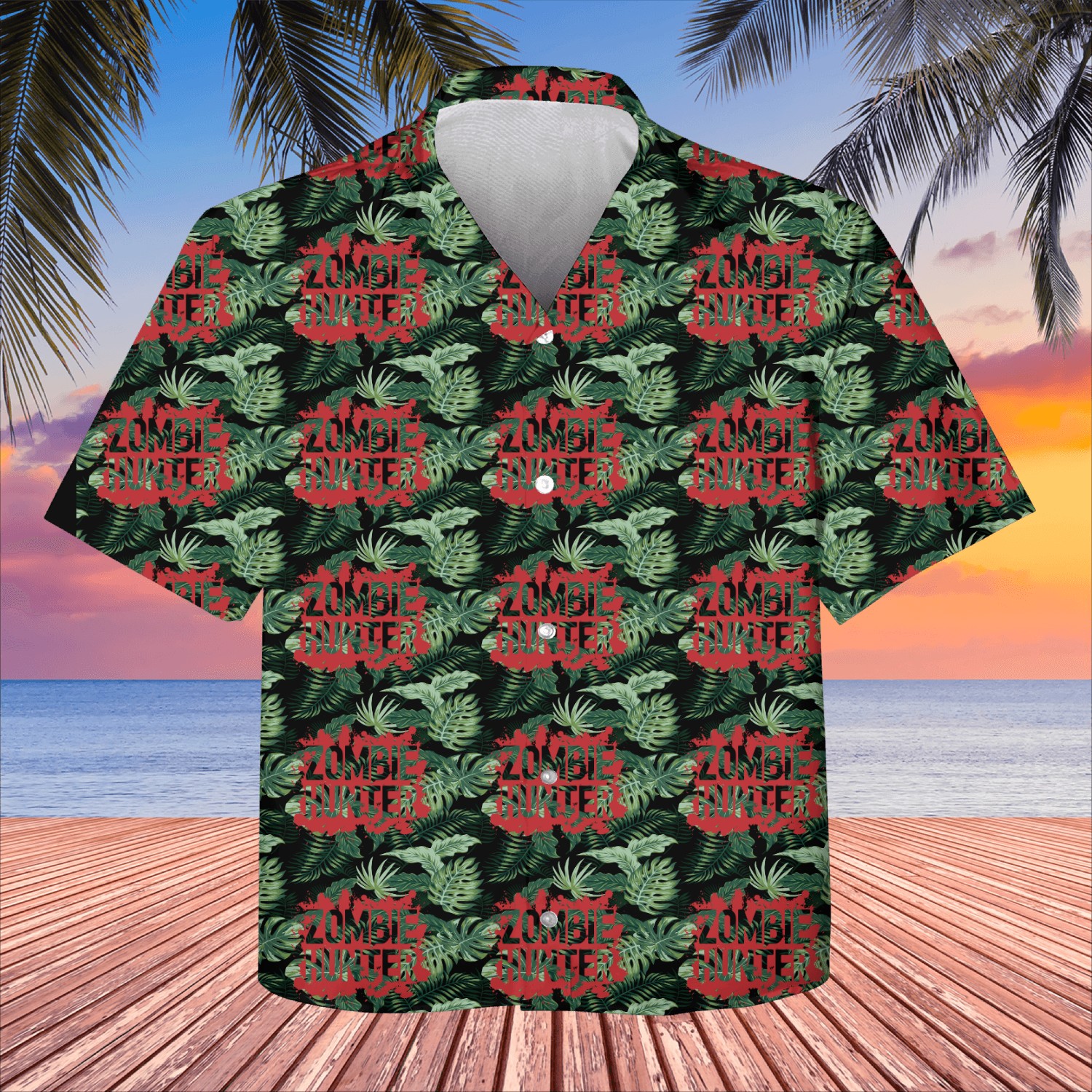 Zombie Hunter Creepy Scary Blood Splatter Zombies Kids Hawaiians