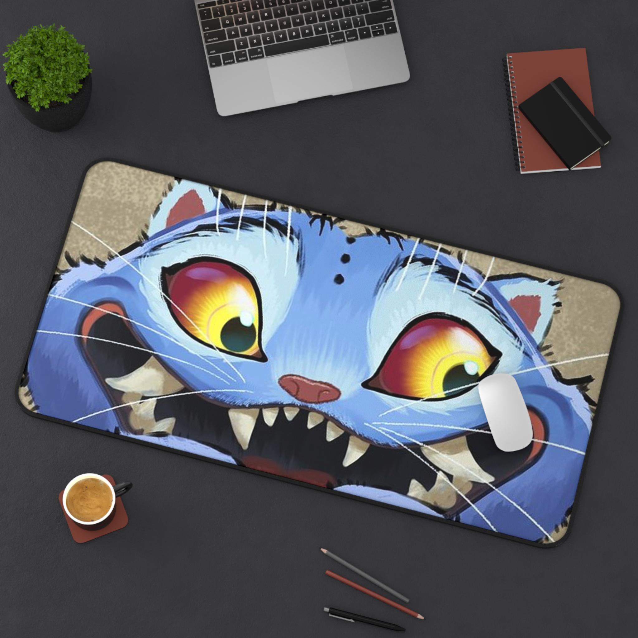 Whimsical Cat Desk Mat, Fun Office Decor, Gaming Desk Pad, Unique Mouse Pad, Cat Lover Gift, Personalized Workspace Decor,Derpy K-pophuntrix