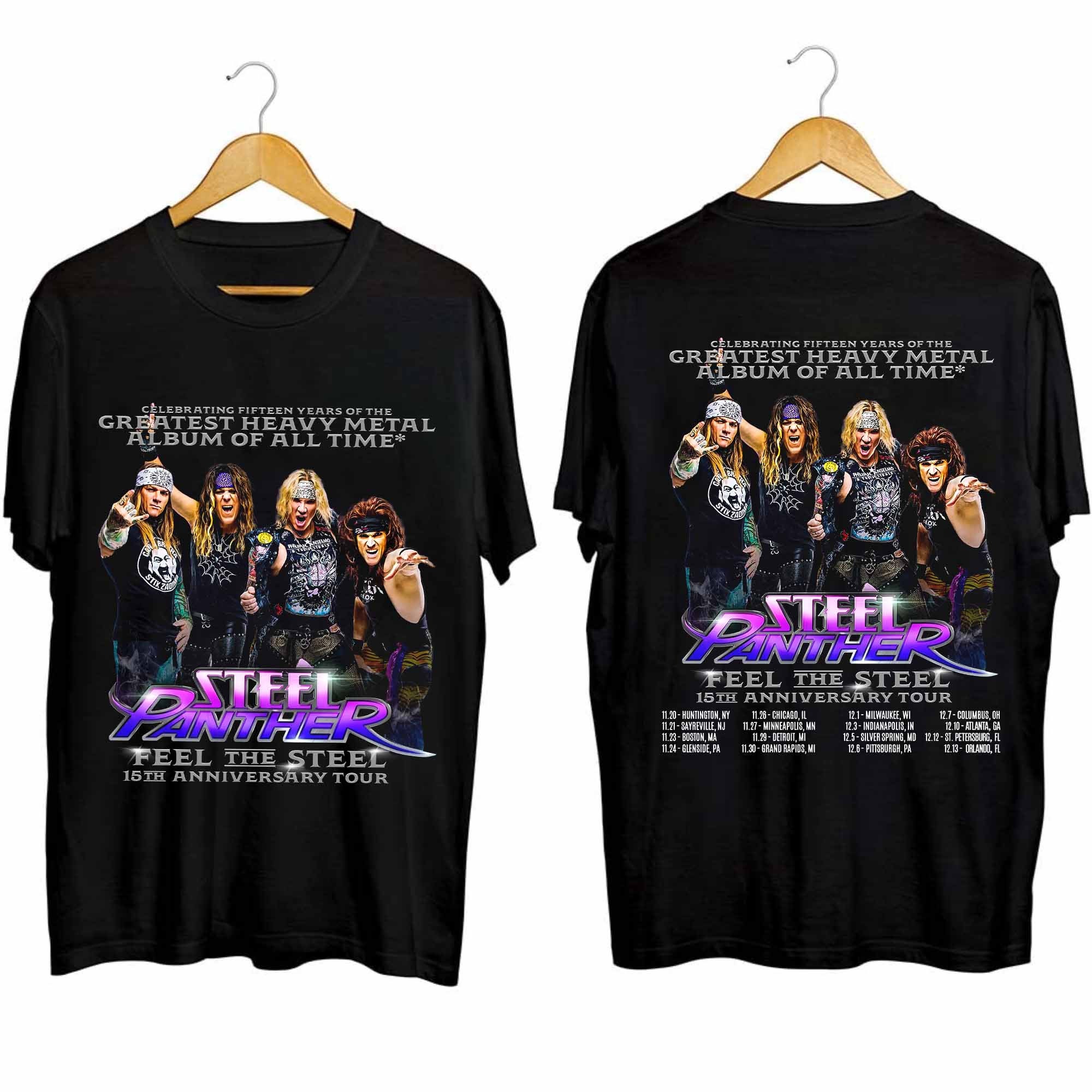Steel Panther - Feel the Steel 15th Anniversary Tour 2024 Shirt, Steel Panther Band Fan Shirt, Steel Panther 2024 Concert Shirt
