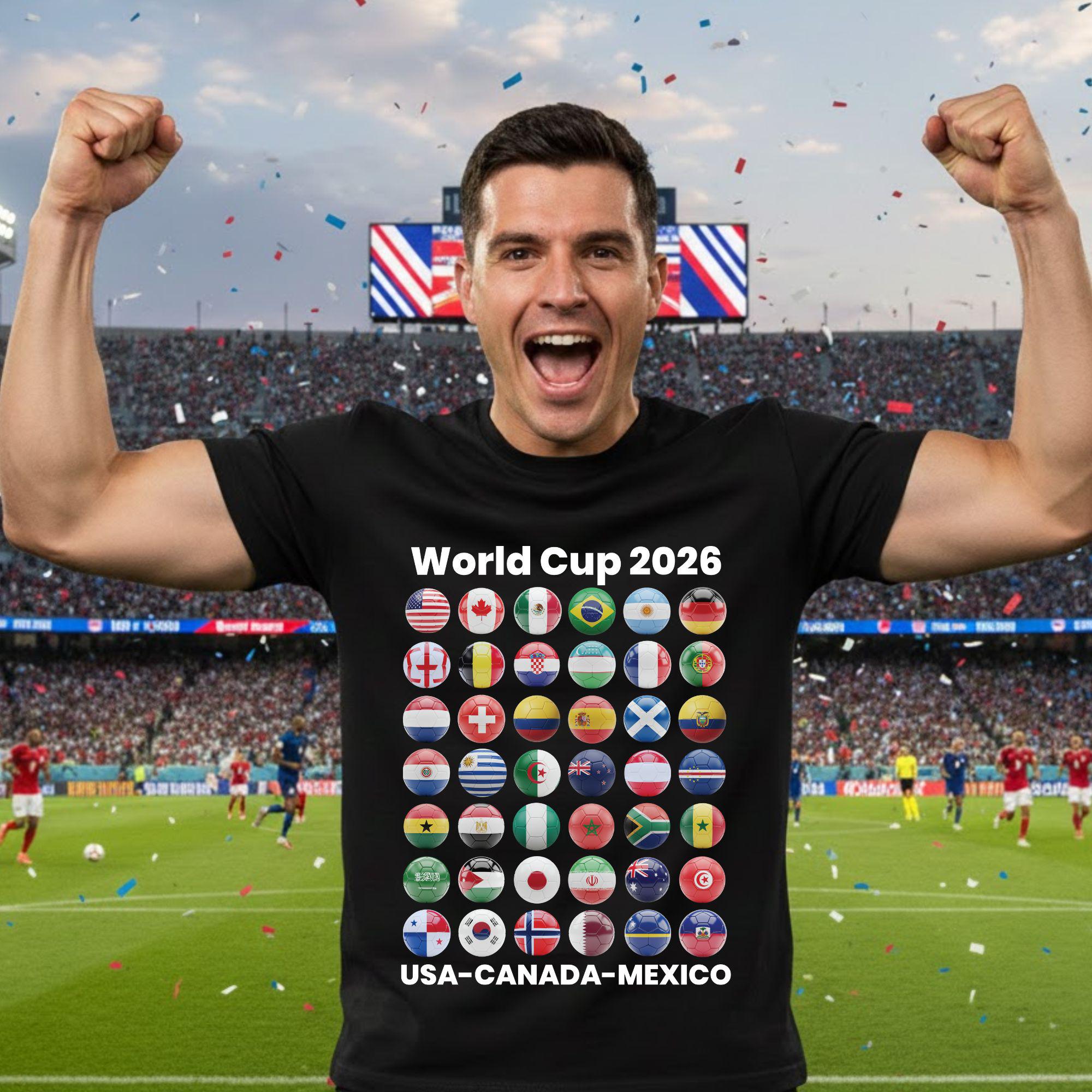 Soccer Shirt, World Cup 2026 all Country Ball Football Fan Game Day Youth Tee, Sports Apparel For Men Women Kids Gift Clothing