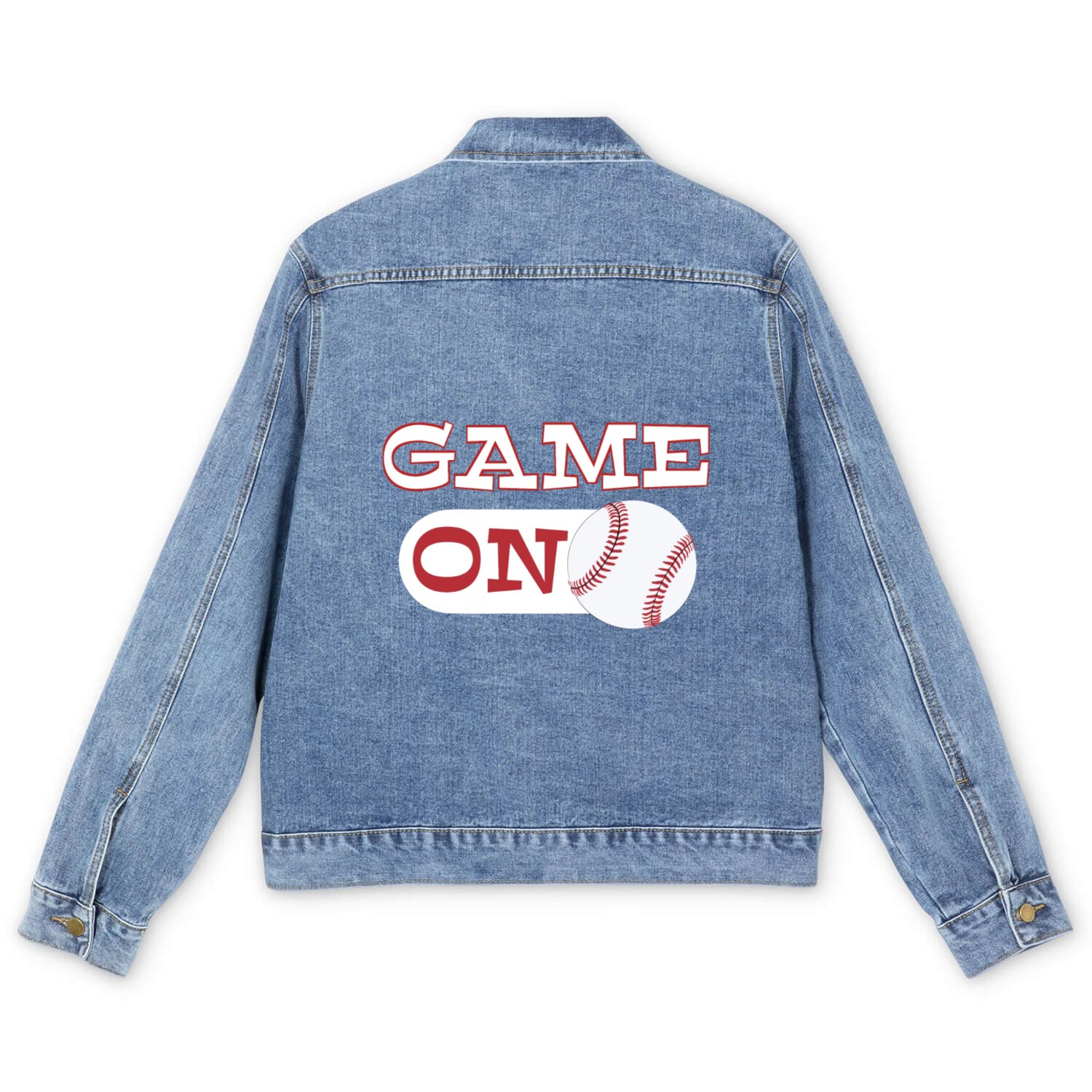 Game ON baseball mode - baseball player Men's Denim Jackets