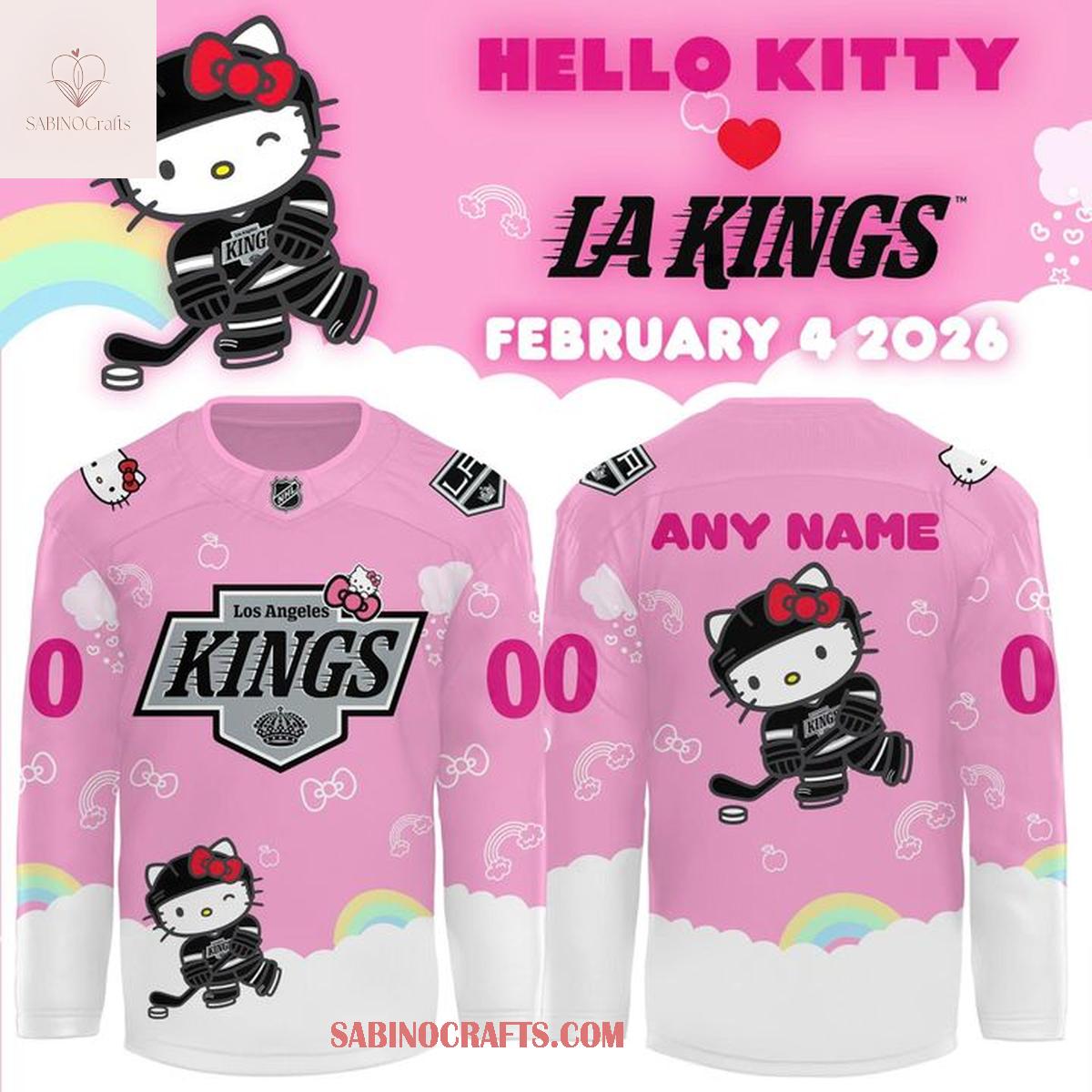 Los Angeles Kingss x Hello Kittsy 2026 Sanrio Night Personalized Hockey Jersey