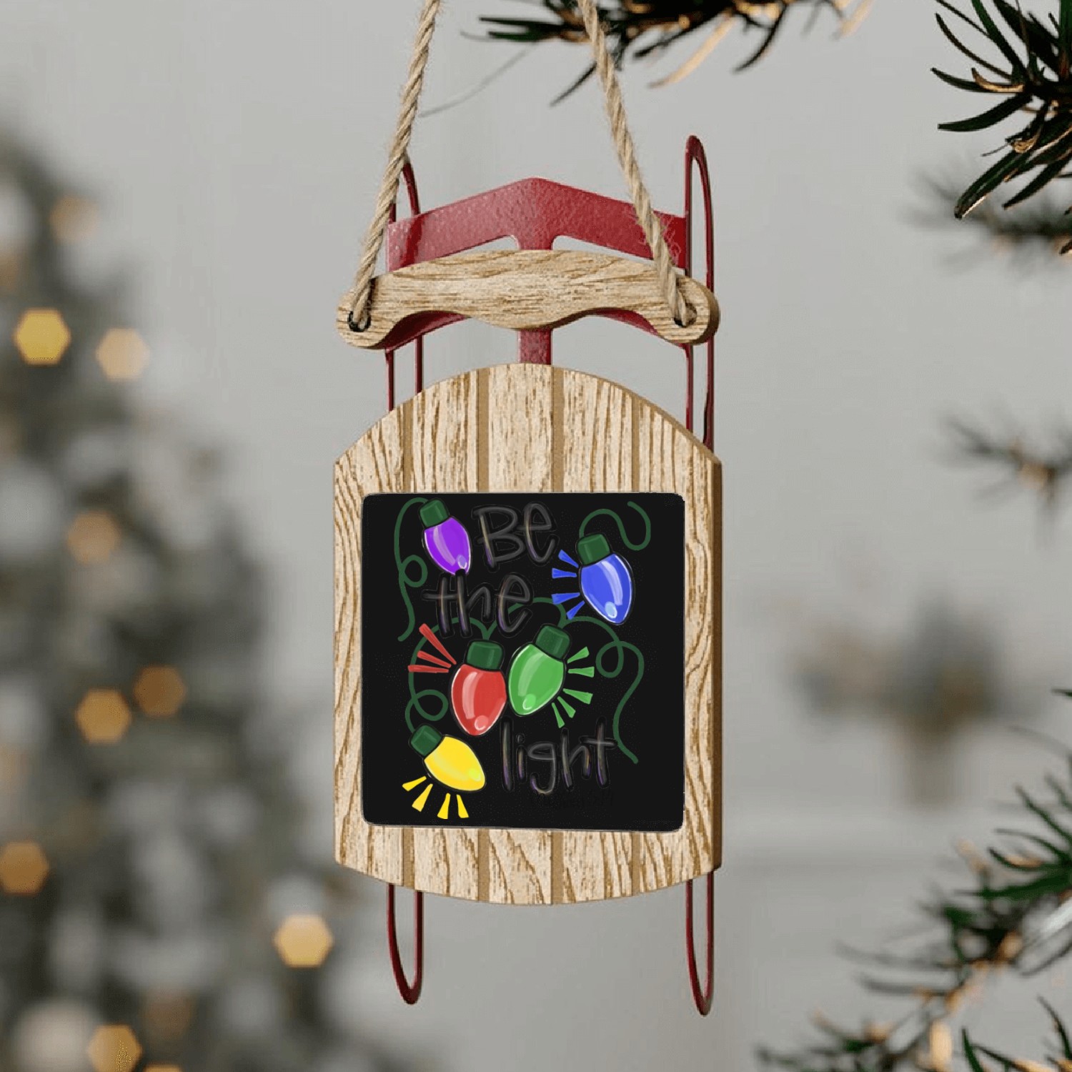 Be The Light Christmas Sled Ornaments
