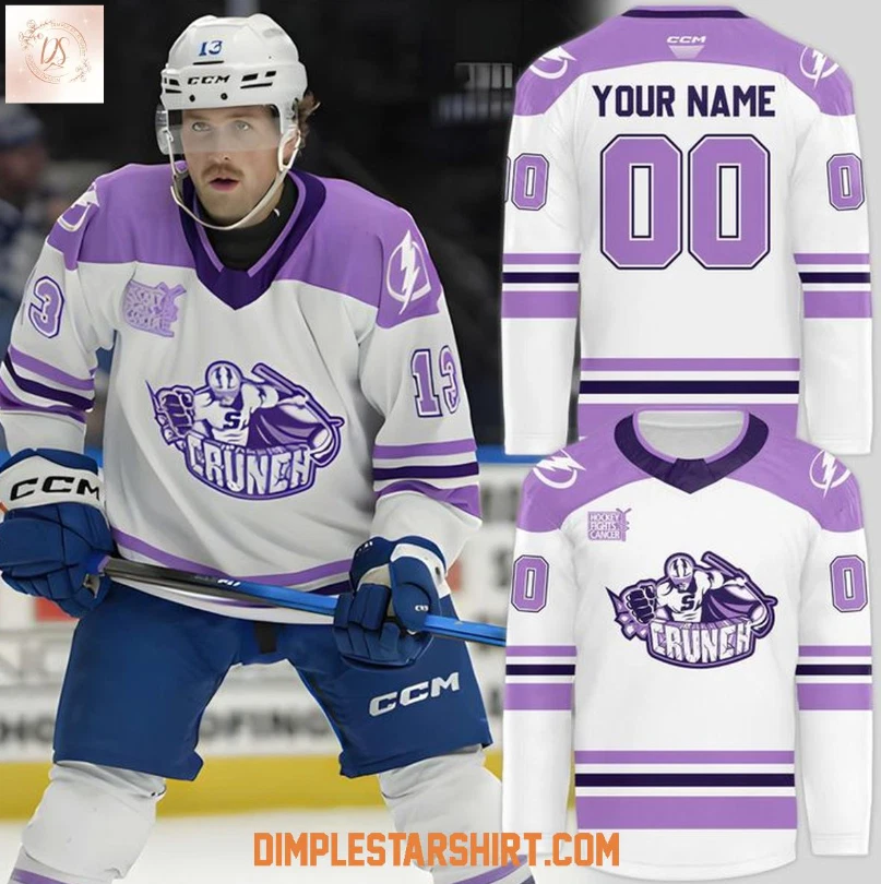 Personalized Syracuse 1Crunch Hockey Fights Cancer 2025 Jersey