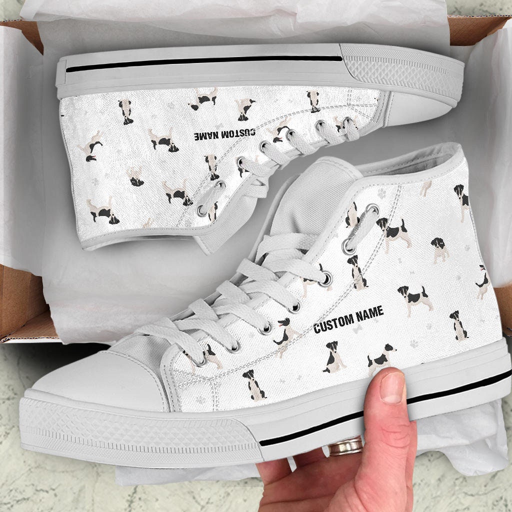 Fox Terrier Dog Custom Name High Top Sneakers / Fox Terrier High Top Shoes / Fox Terrier Custom Print Trainers Shoes / Fox Terrier Gift