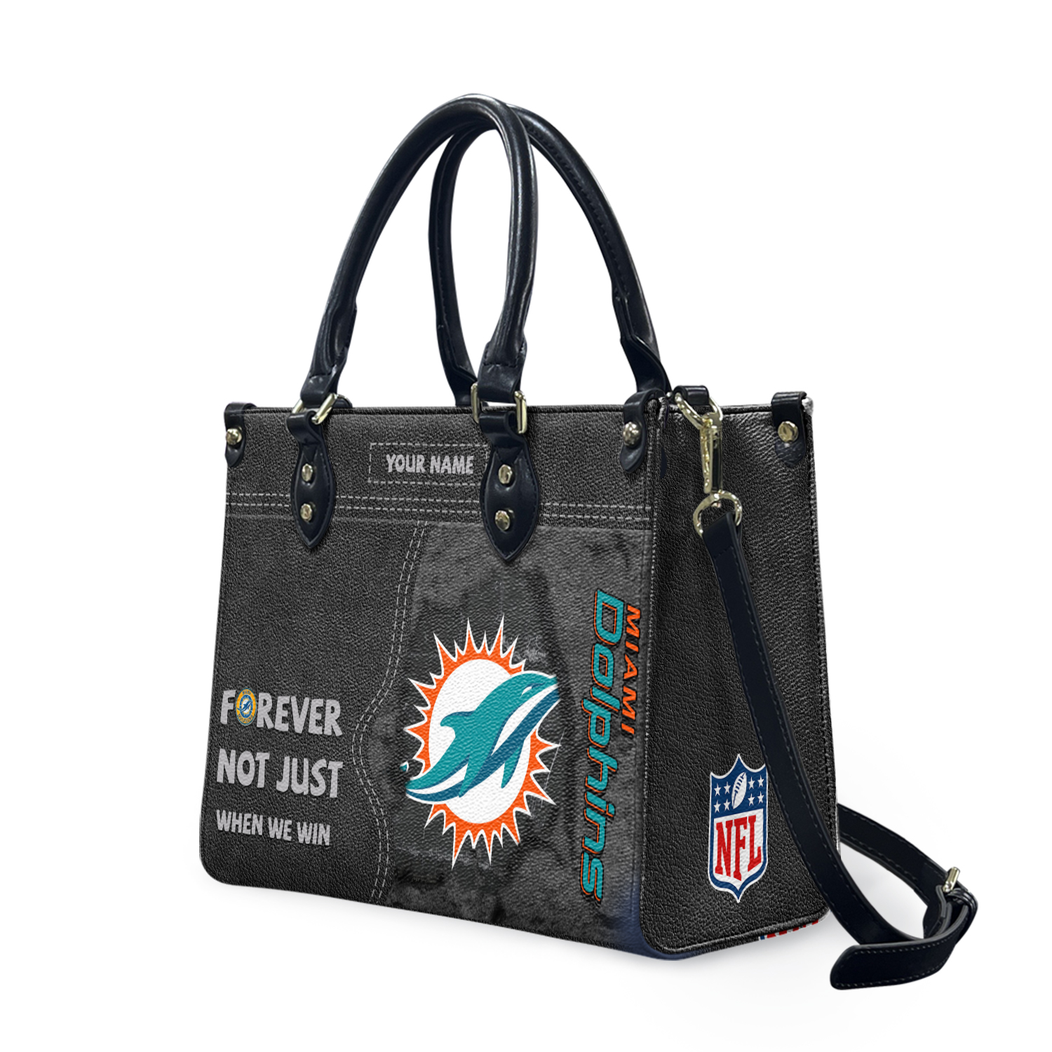 Personalized Miamis Team Dolphinss Forever Leather Bag, Leather Bag