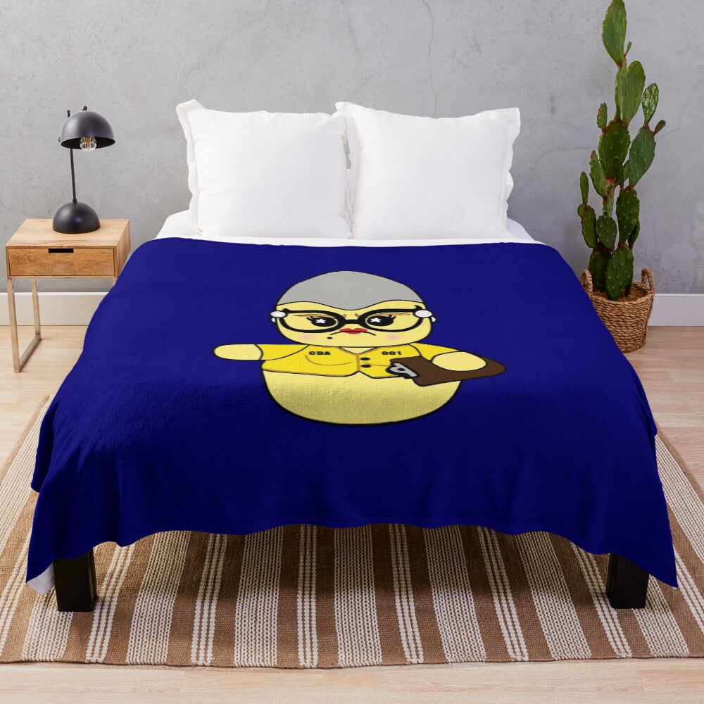 Yellow Monster in Yellow Shirt Plush Throw Blanket