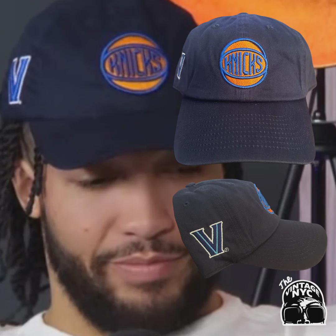 Navy Blue Washed Denim Baseball Cap with Jalen Brunson Villanova Embroidery