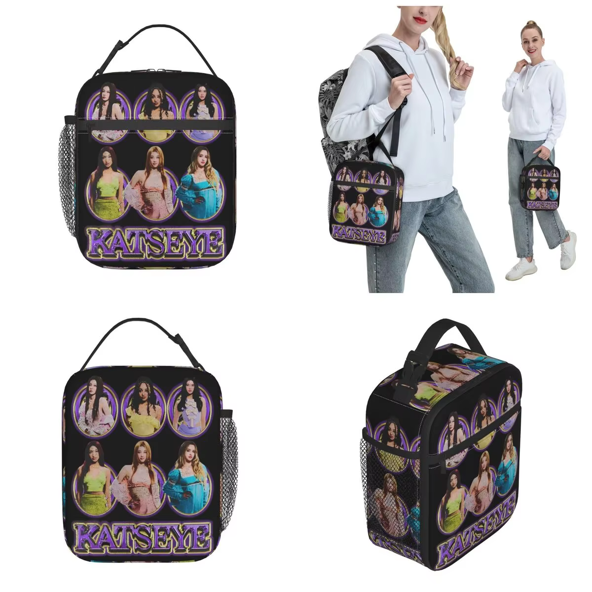 Katseyes Gabriela Insulated Lunch Bags Thermal Bag Meal Container Kpop Music Tour Portable Lunch Box Tote Food Bag