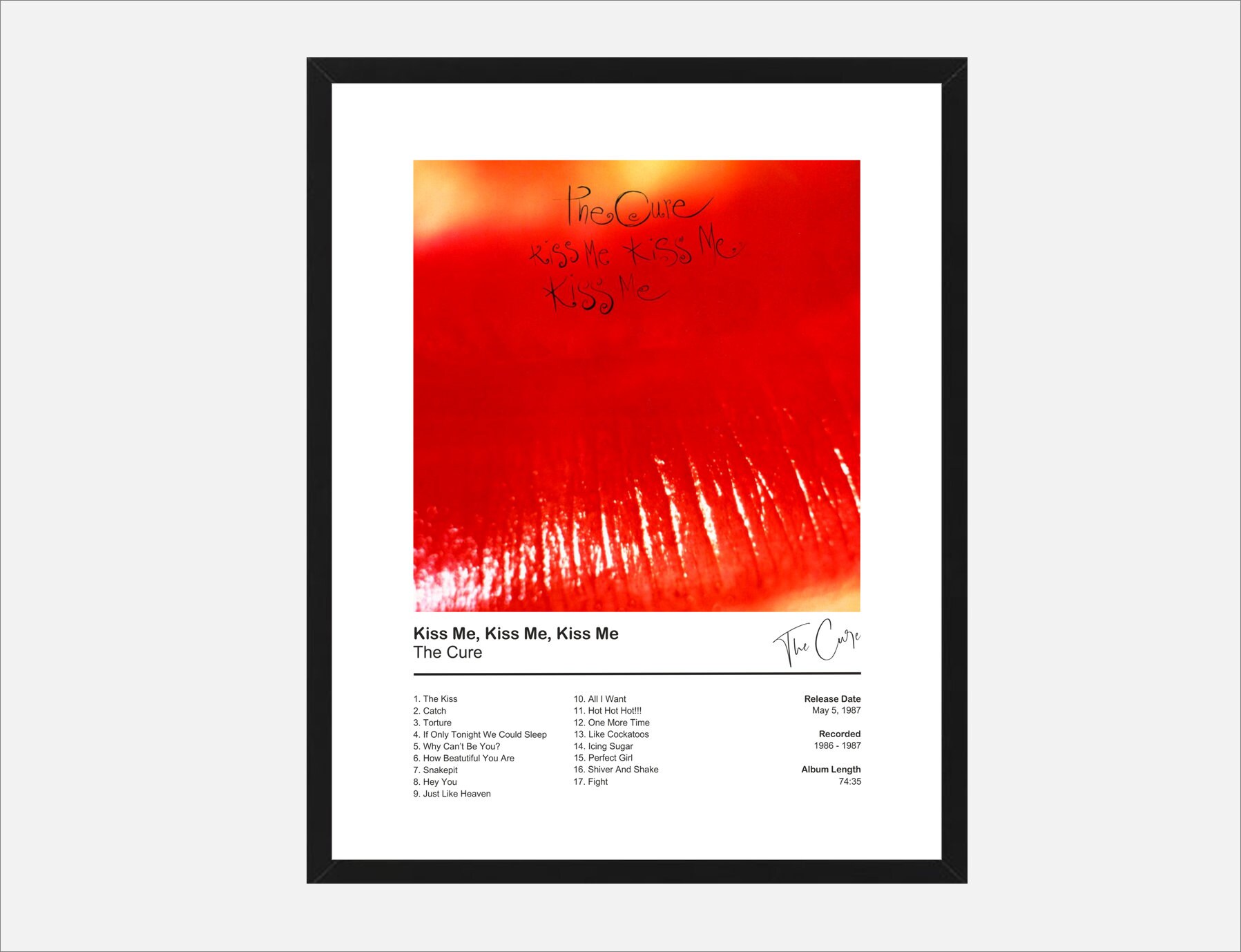 The Cure poster - kiss me kiss me kiss me