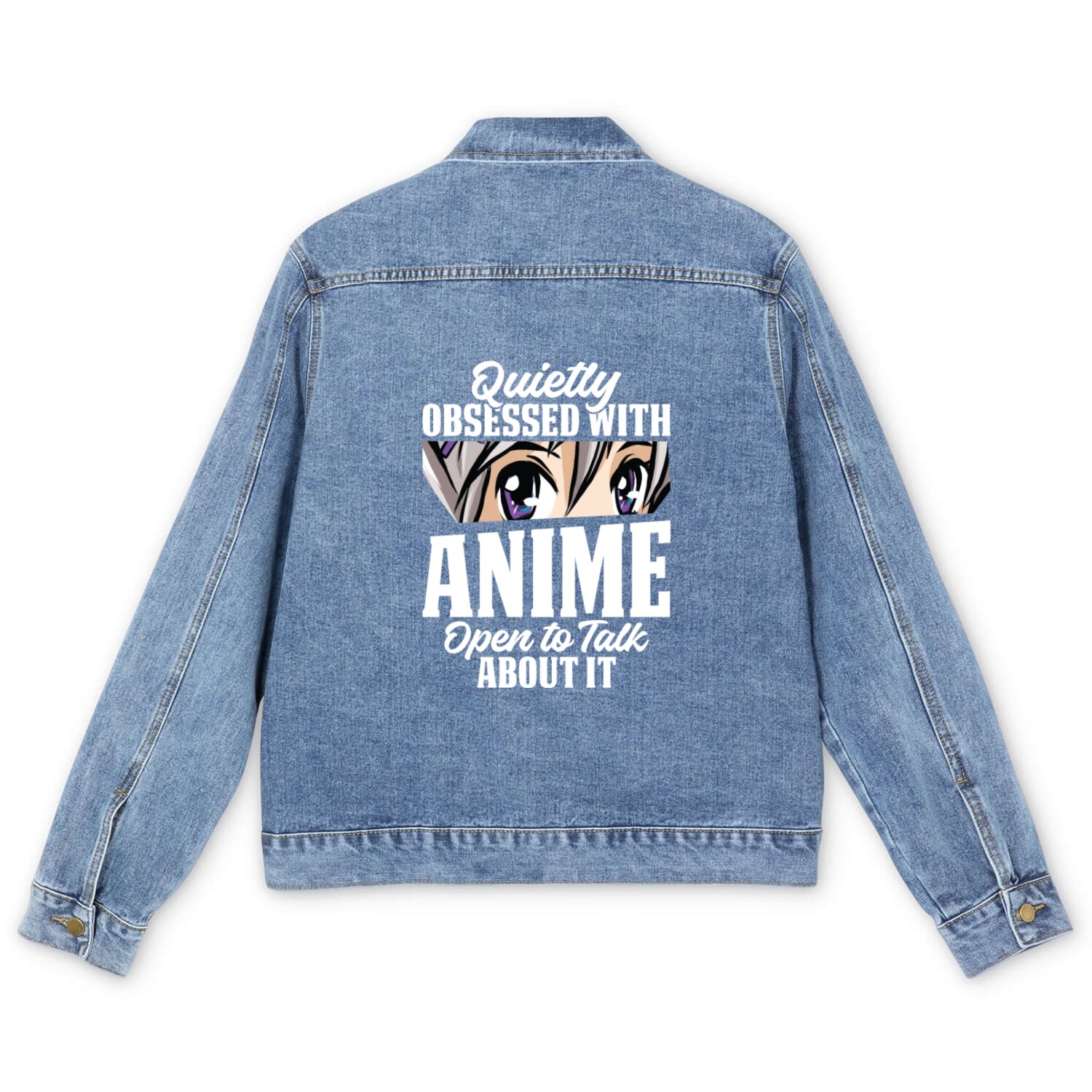 Quietly Obsessed With Anime Japanese Otaku Anime E Men's Denim Jackets