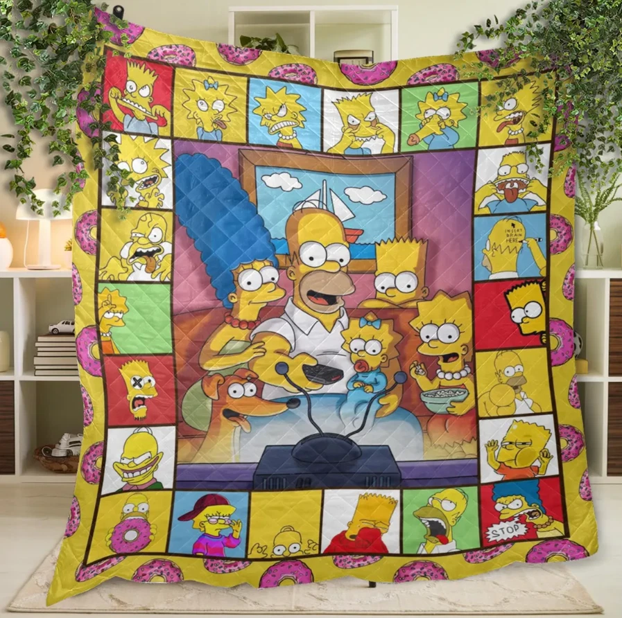 The Simpsons Family Quilt Blanket
