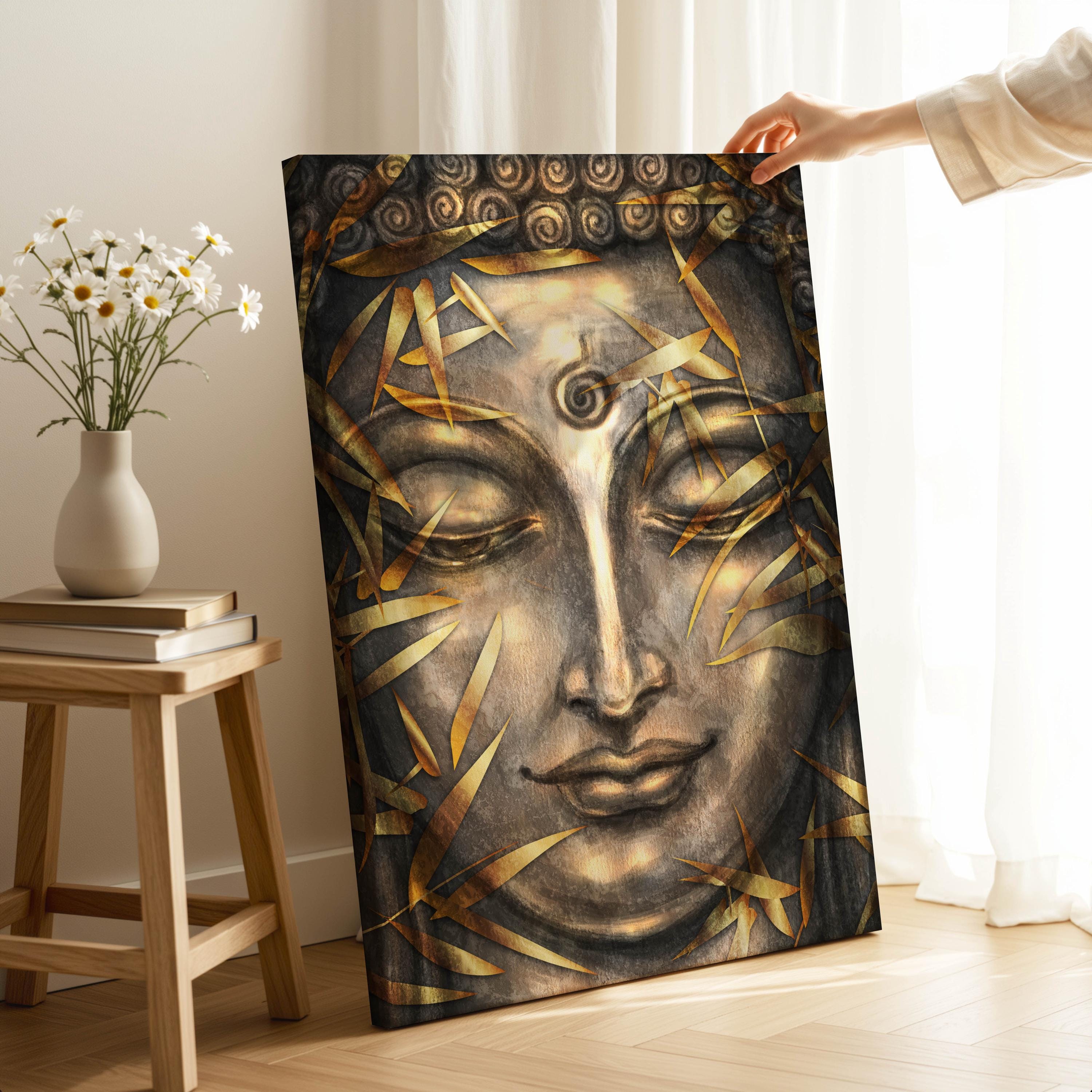 Gold Buddha Canvas Print: Ready to Hang Buddhism Painting