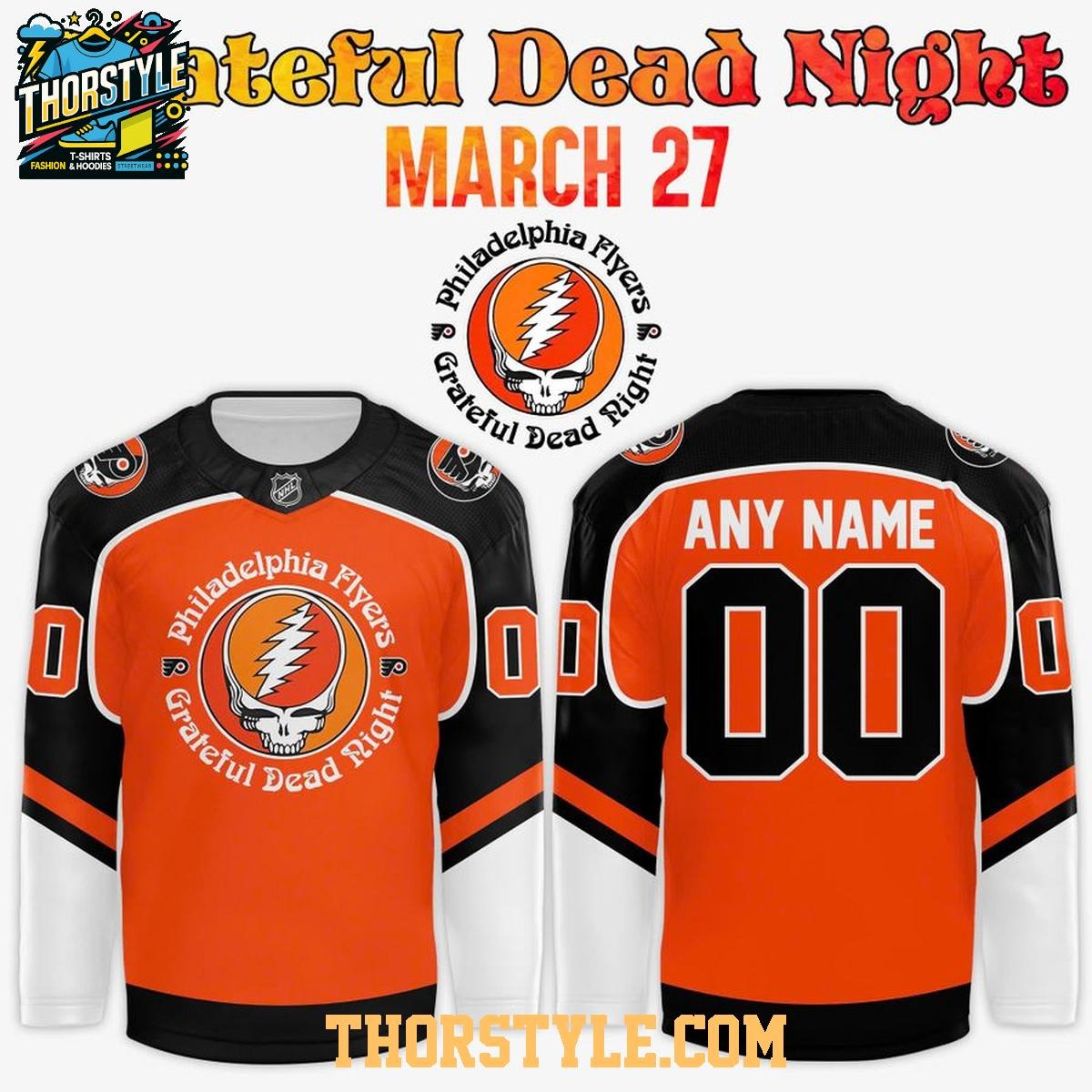 Philadelphia Flyers Grateful Dead Night 2026 Personalized Hockey Jersey