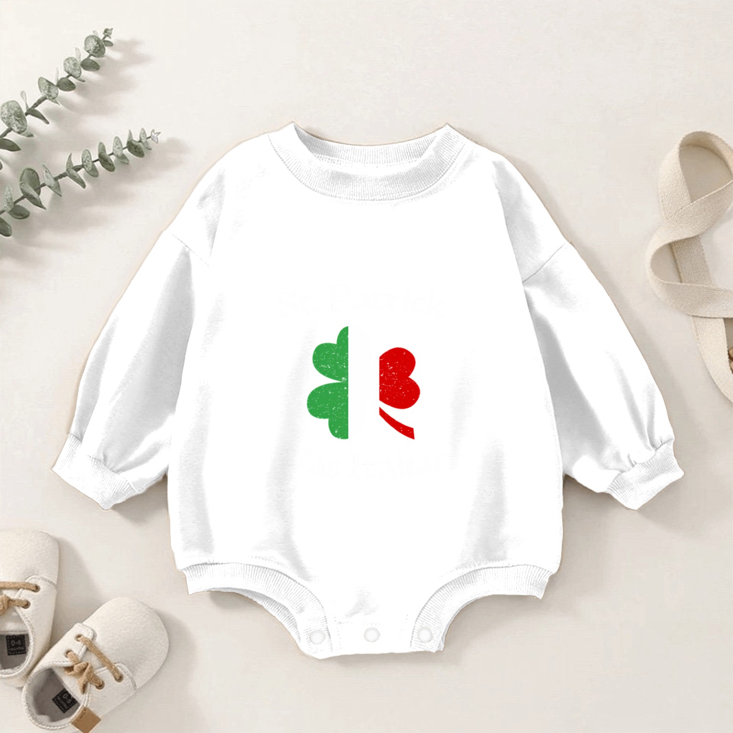 St Patrick Was Italian Shamrock Italy Flag Baby Romper Sweatshirts