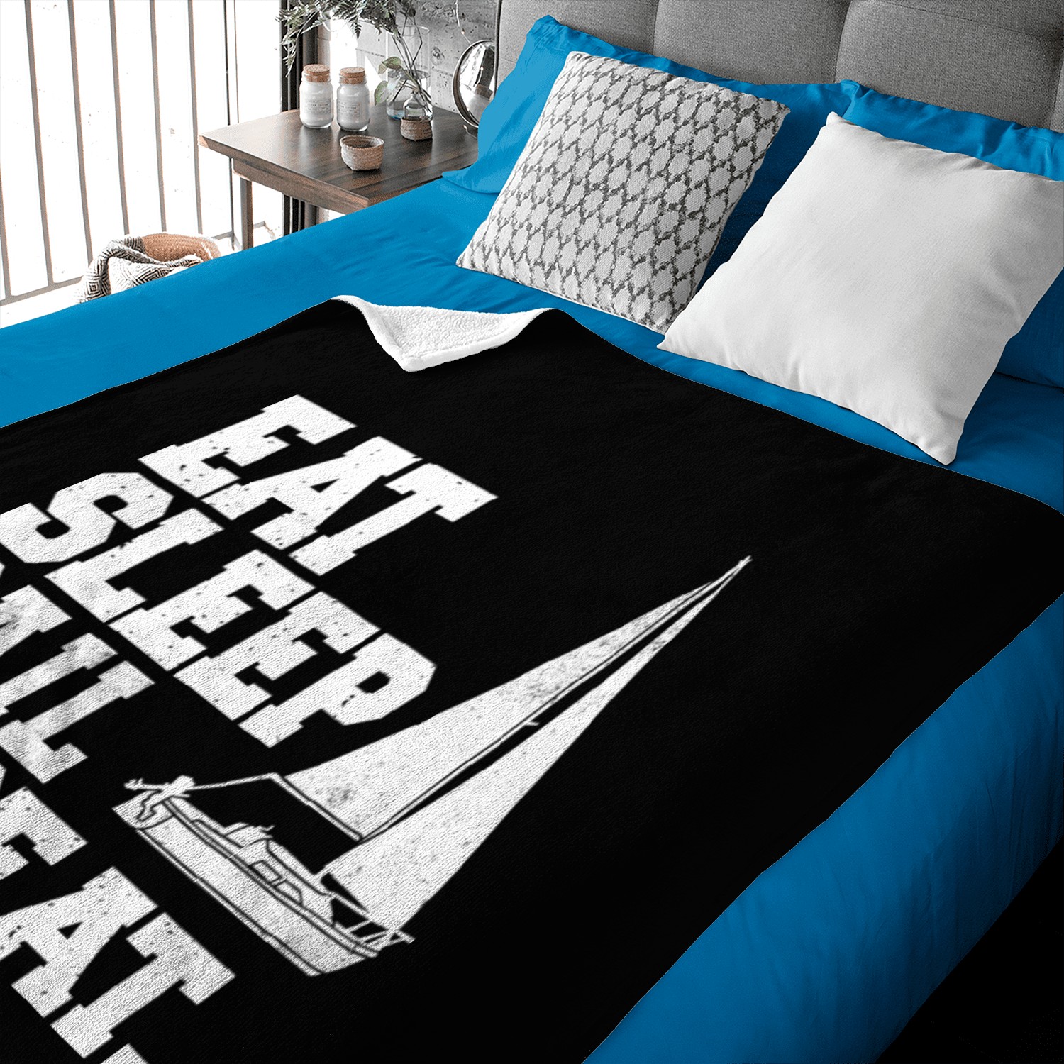 Eat Sleep Sail Repeat Sailor Baby Blankets