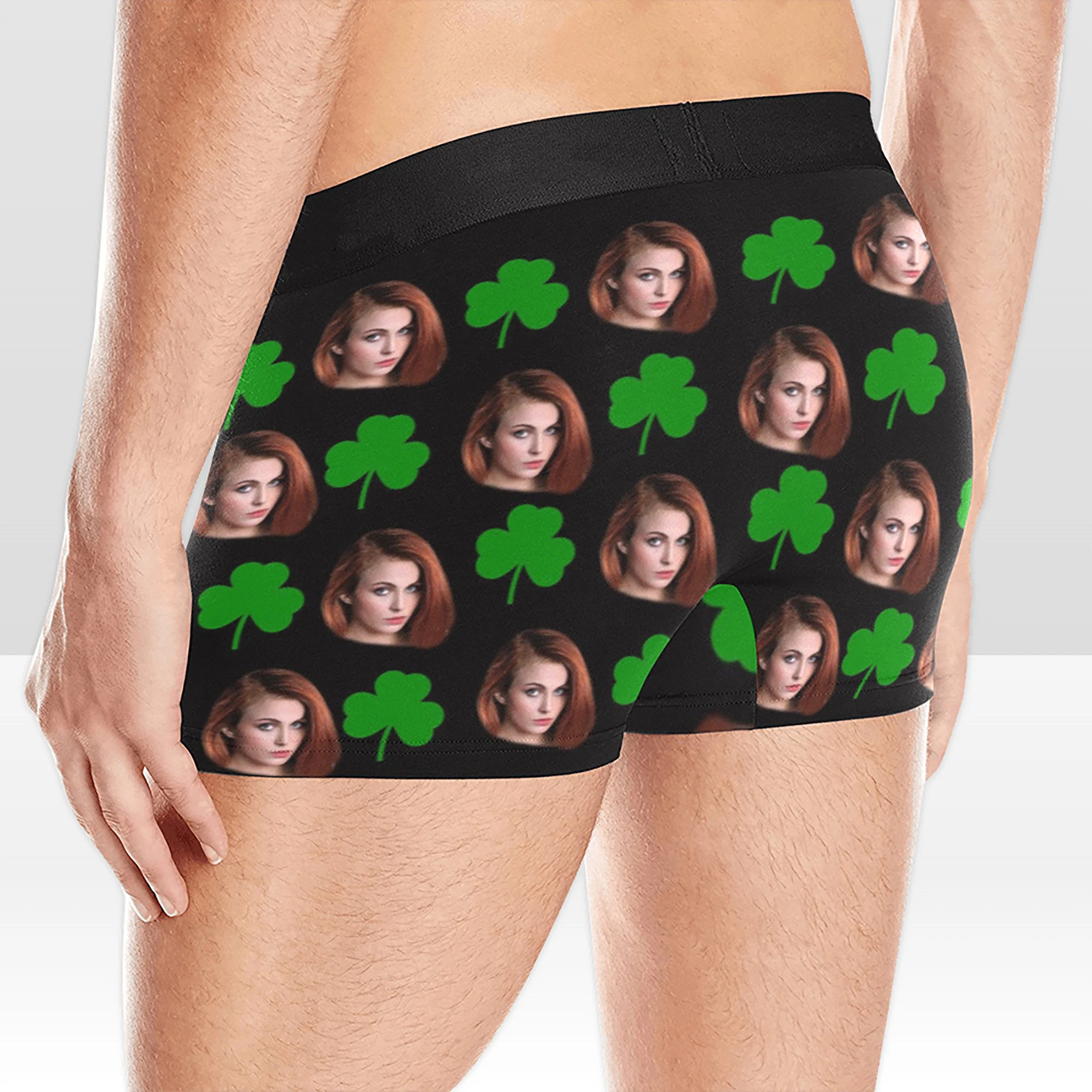 St Patrick Day Personalized face boxer briefs, St Patrick's Day custom underwear, Lucky underwear