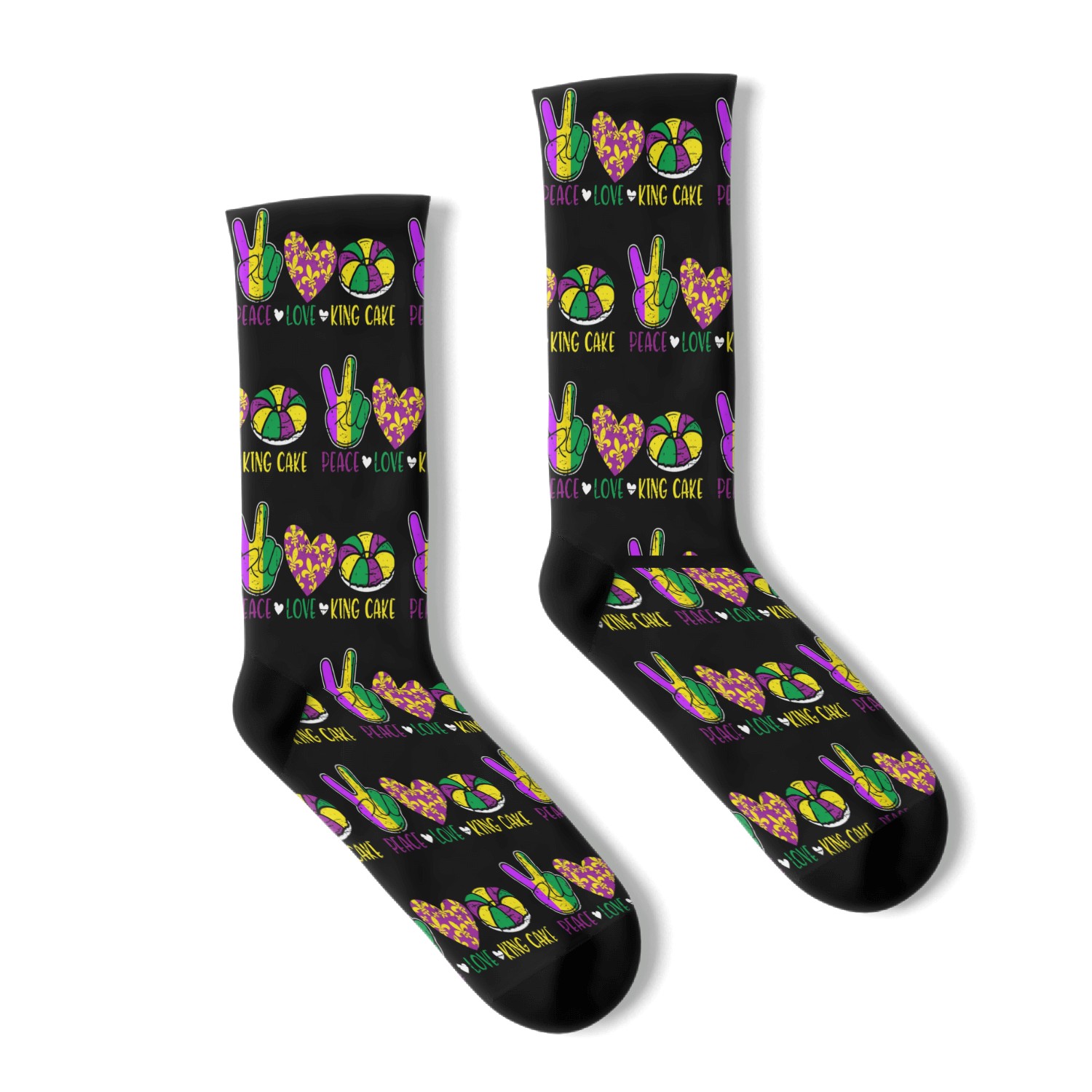 Peace Love King Cake Socks