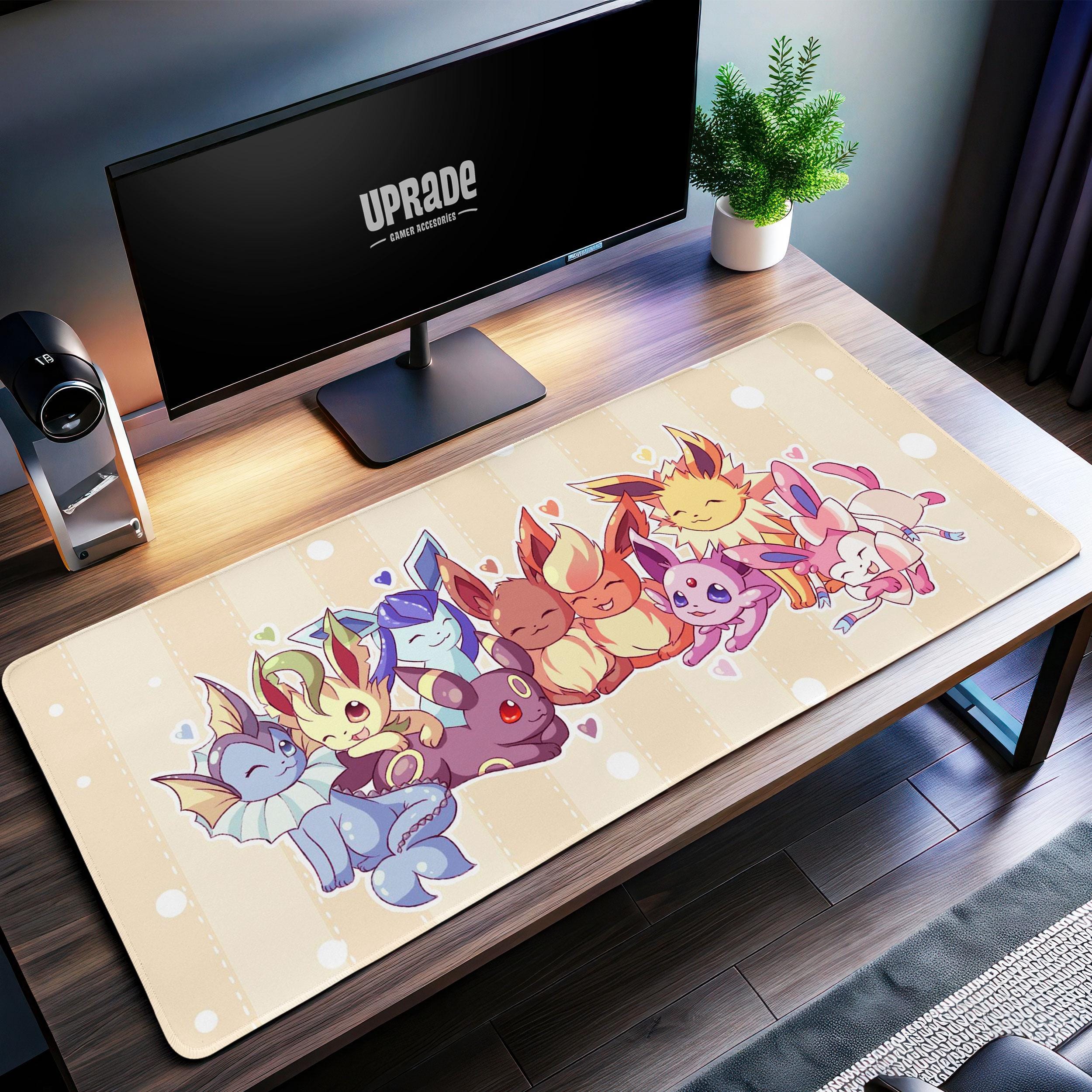 All Eevee Evolutions Desk Mat - Cute poket mons Family Gaming Pad, Perfect for Collectors