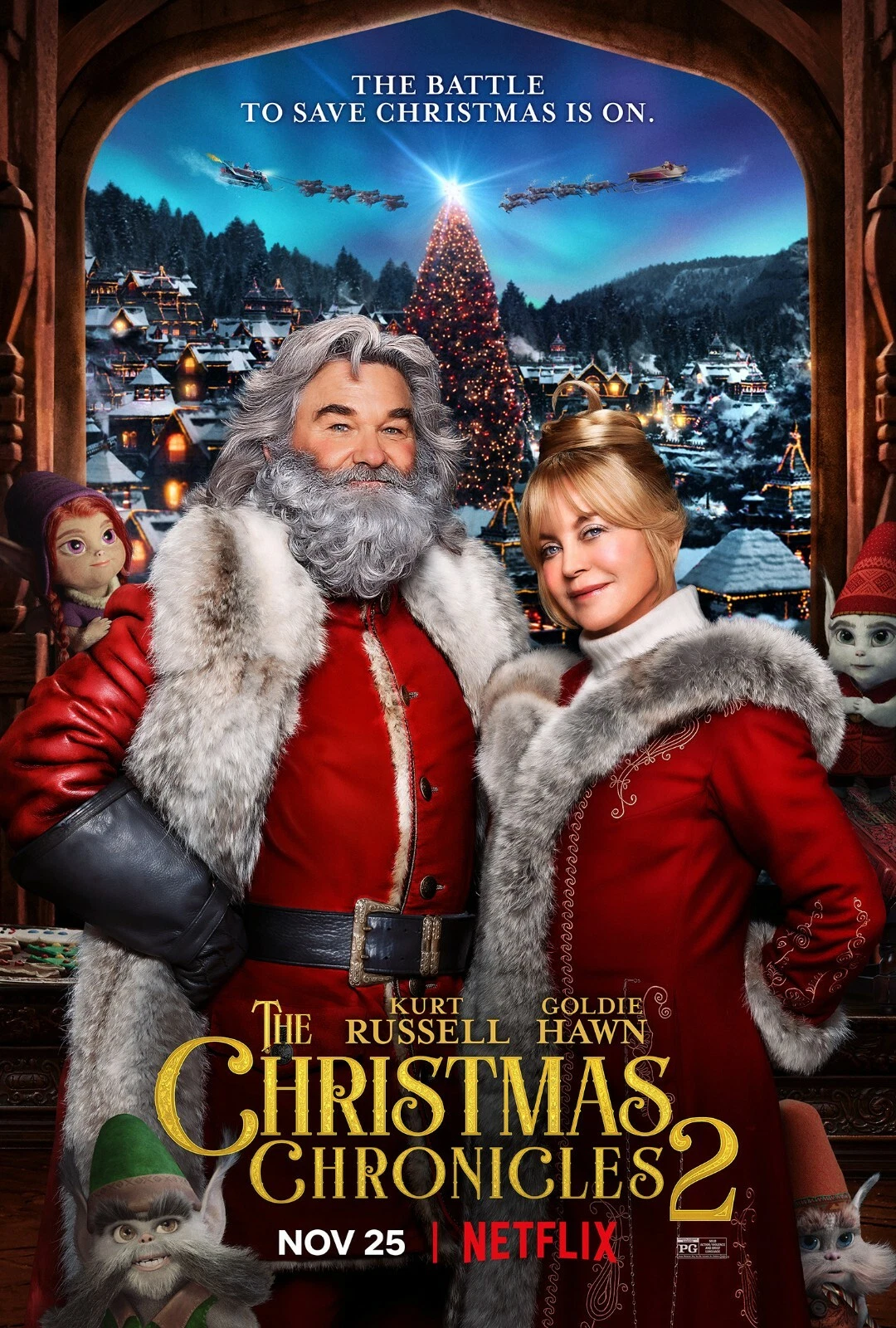 The Christmas Chronicles Movie Poster - Kurt Russell, Goldie Hawn Premium Matte Vertical Poster