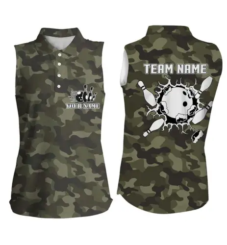 3D Full Printed Bowling Sleeveless Polo Shirts For Women Custom Bowling Shirt