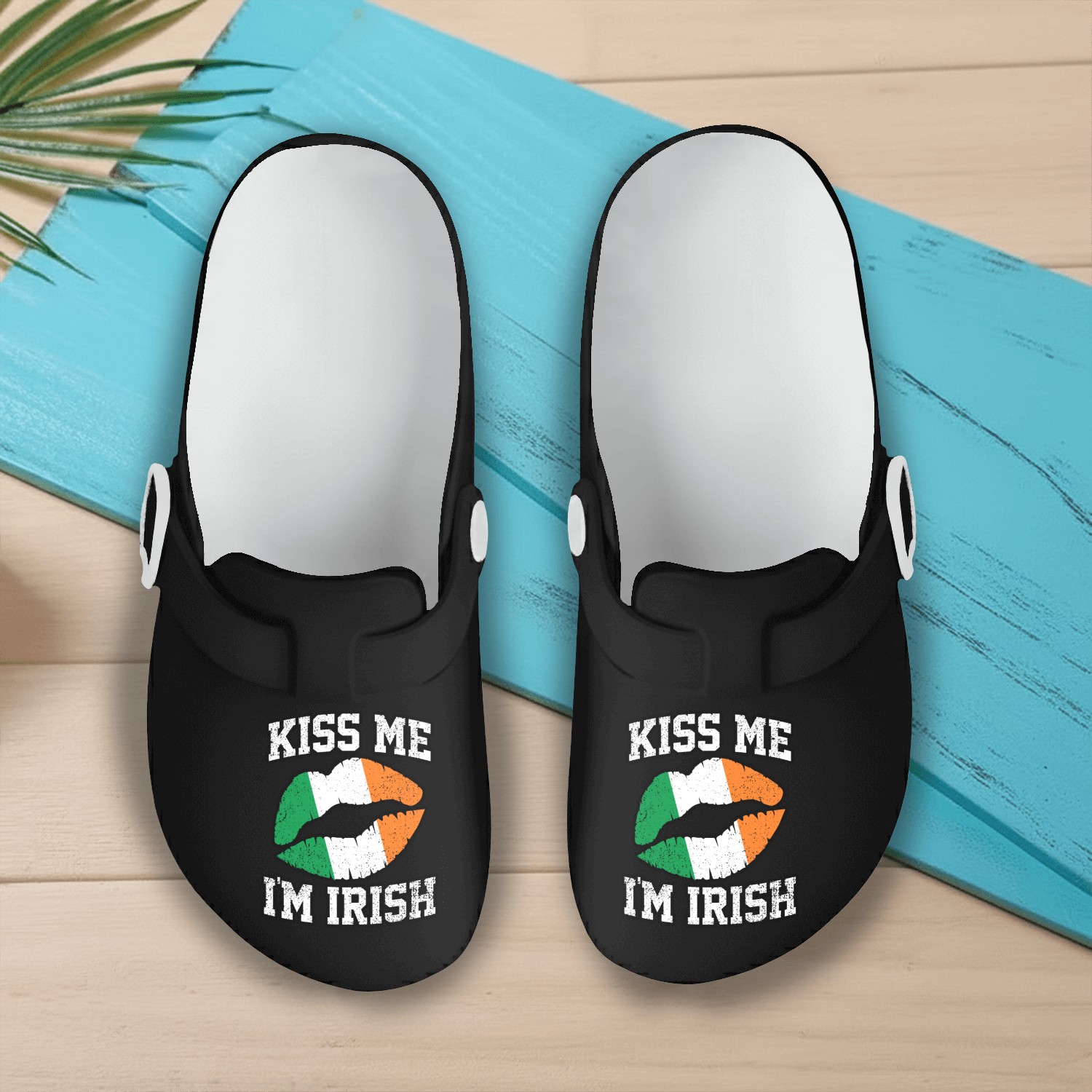 KISS ME IM IRISH ST PATRICKS DAY Slip On Clogs