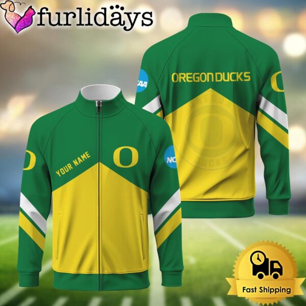 NCAA Oreg ducks Logo Custom Standing Neck Zipper Jacket