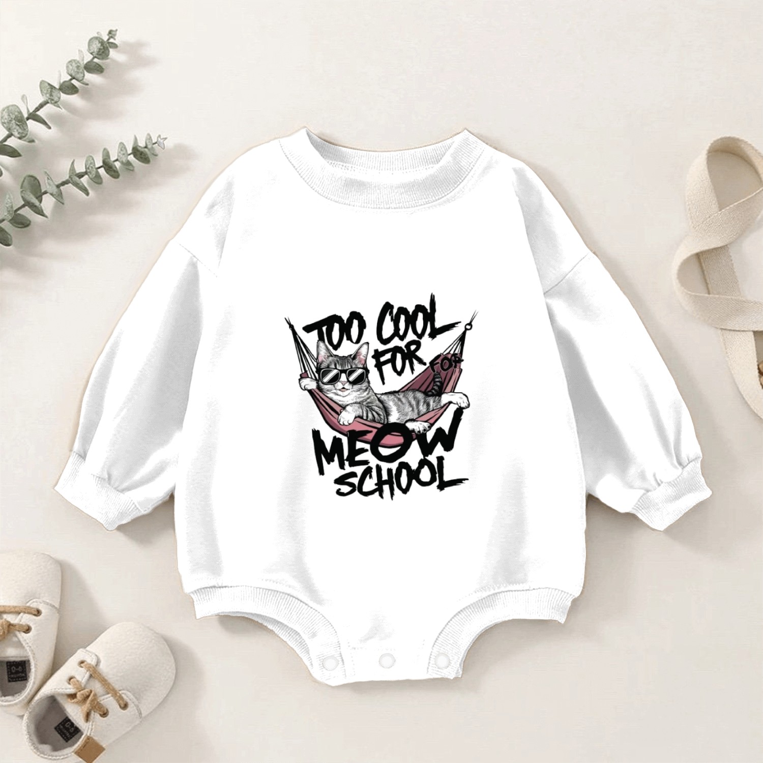 Too cool for meow school Baby Romper Sweatshirts